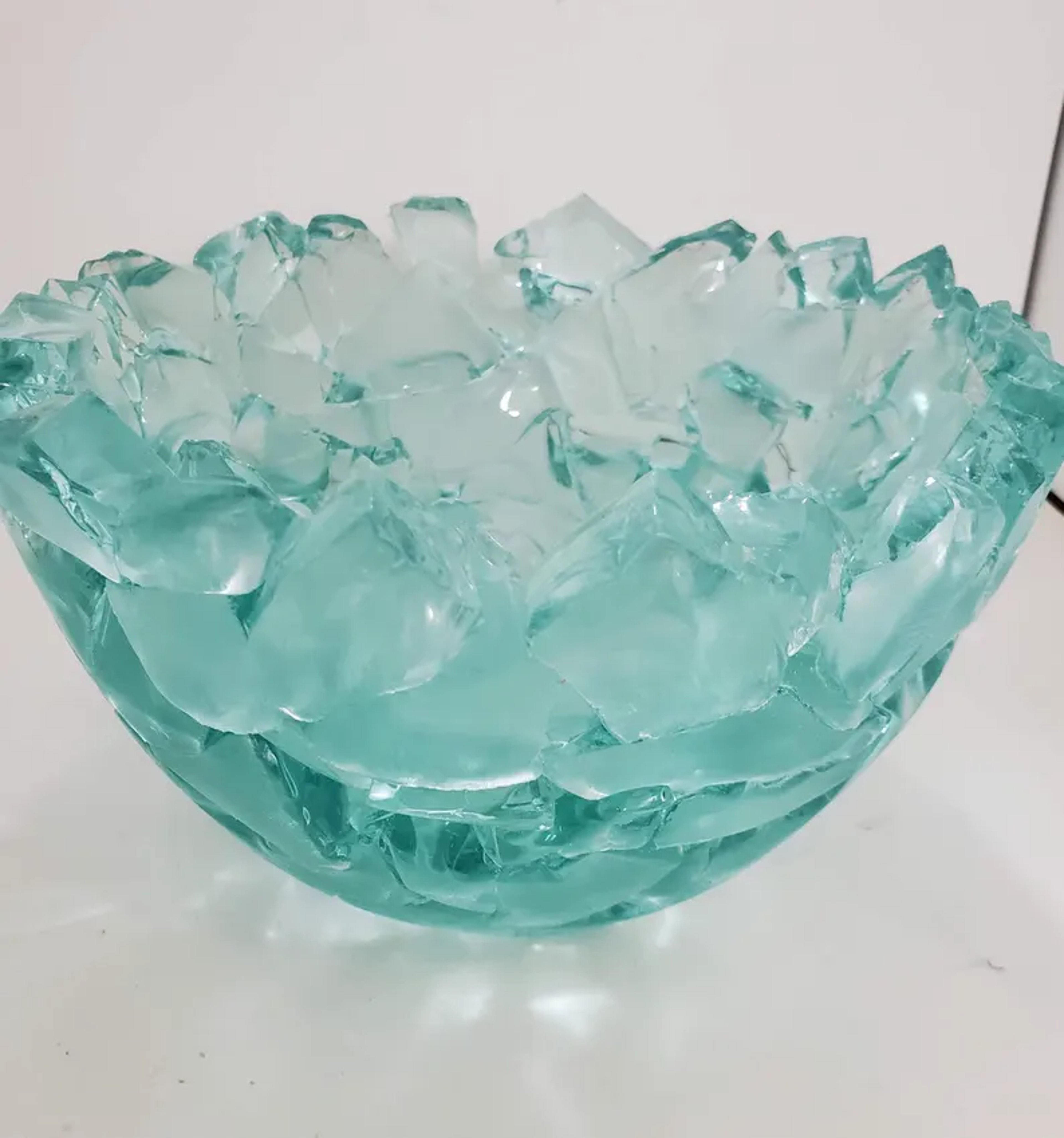 Fused Glass Decorative Bowl, Aqua Tint Ice Sculpture Design image 0