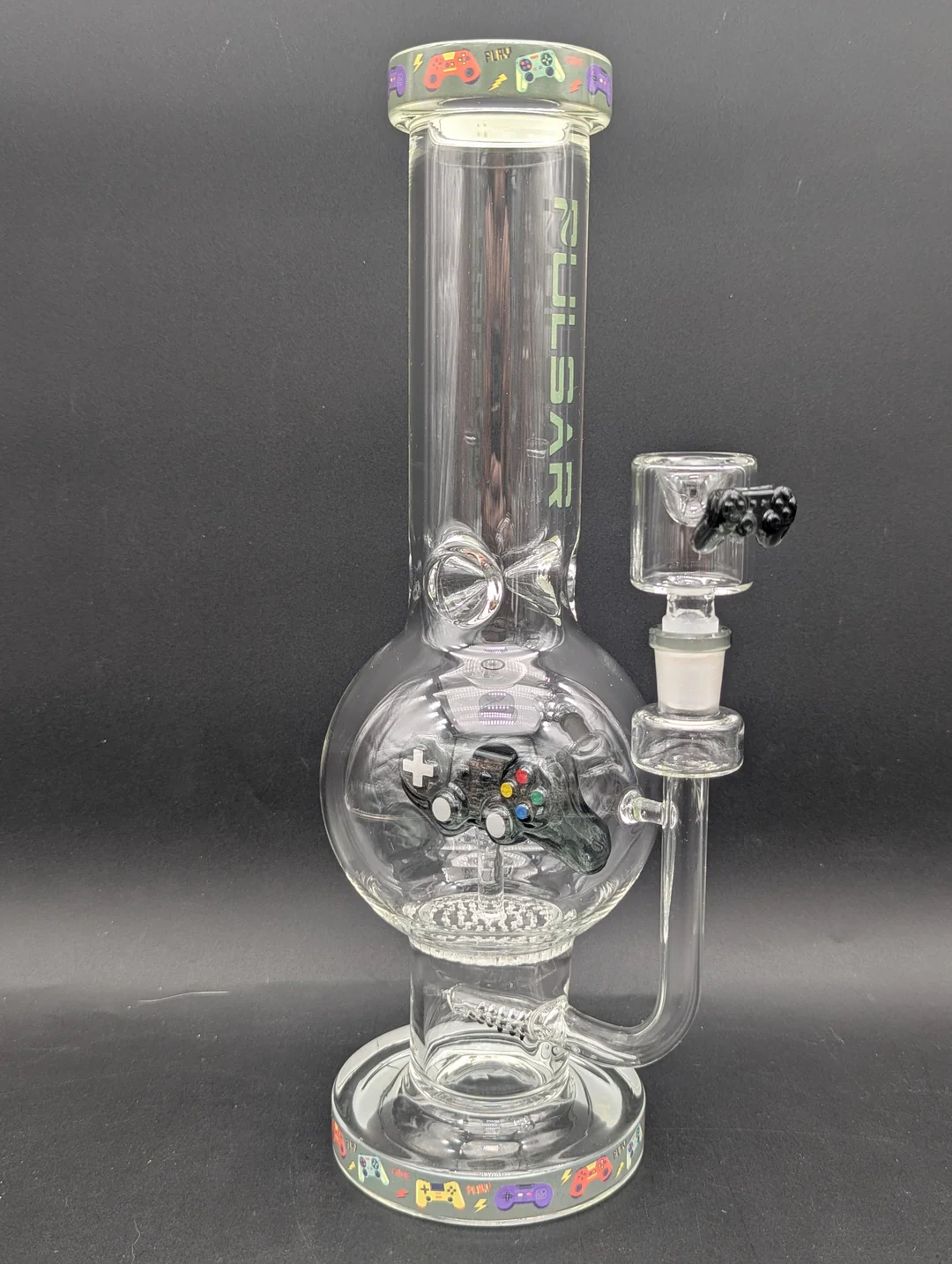 Preview pic of PULSAR GAME TIME BUBBLE BASE GLASS BONG | 12.5"