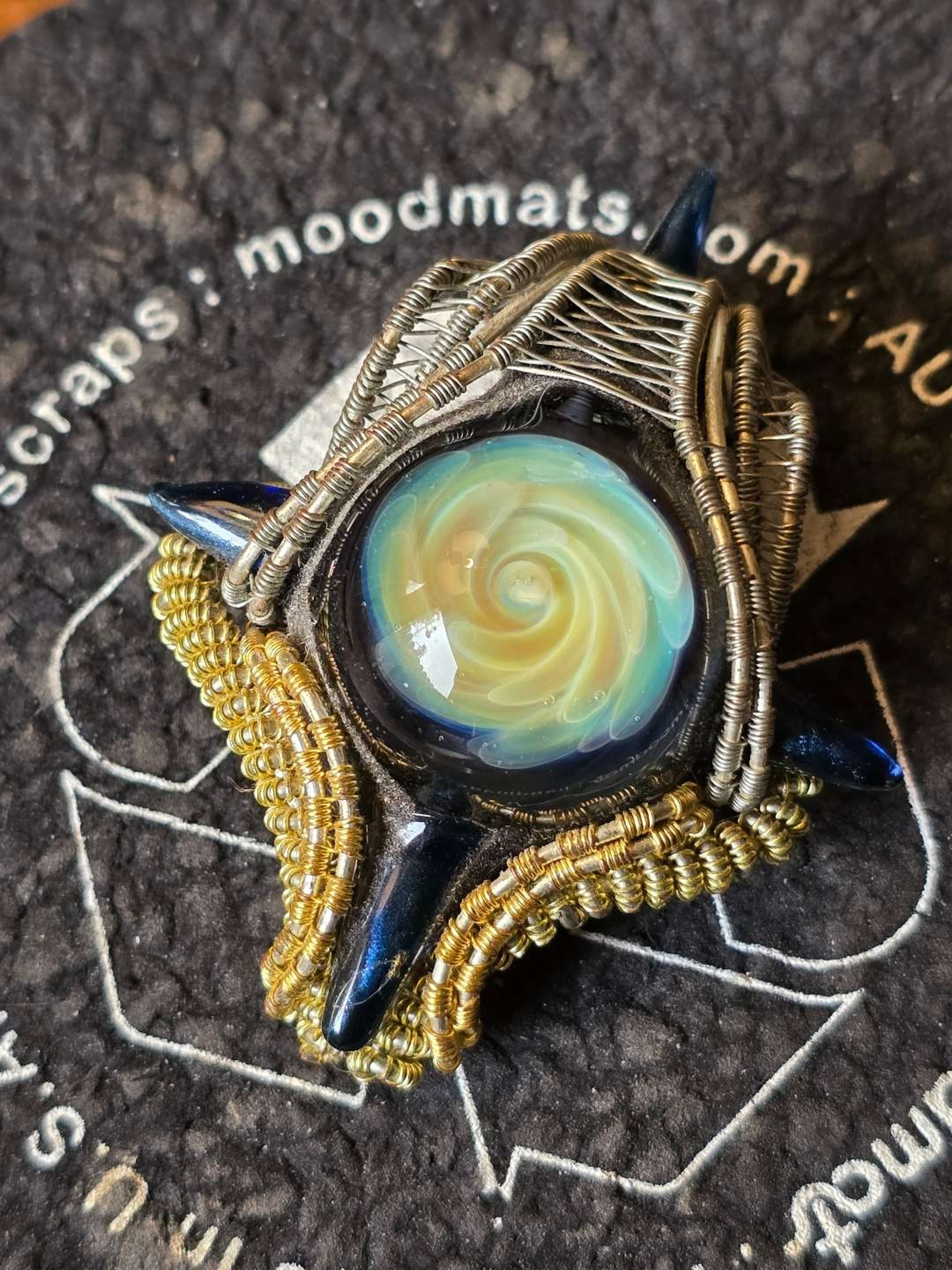 Preview pic of Wire Wrapped Nebula Glass Pendant