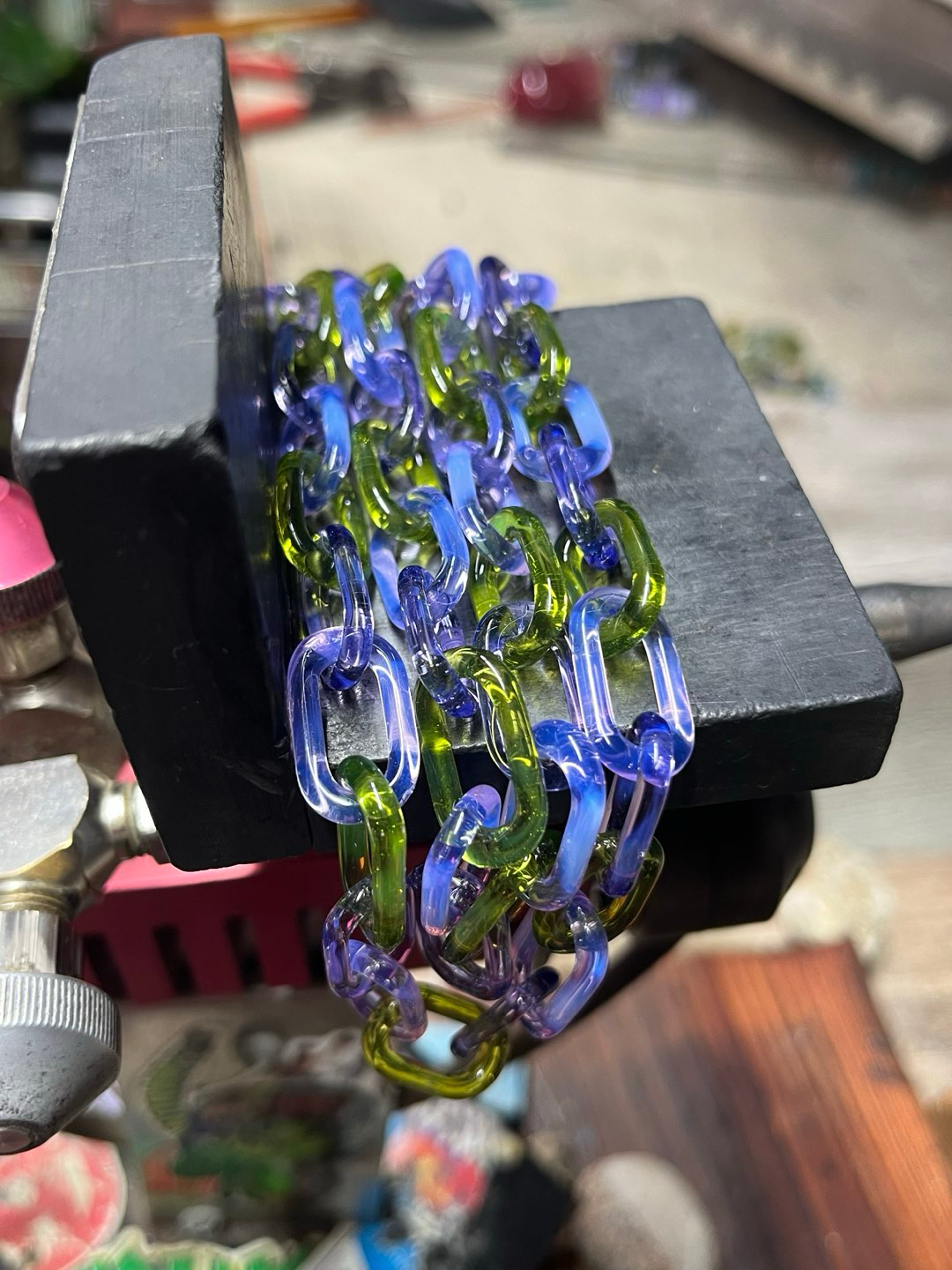 Preview pic of Neo opal, purple and green opal mini link chain