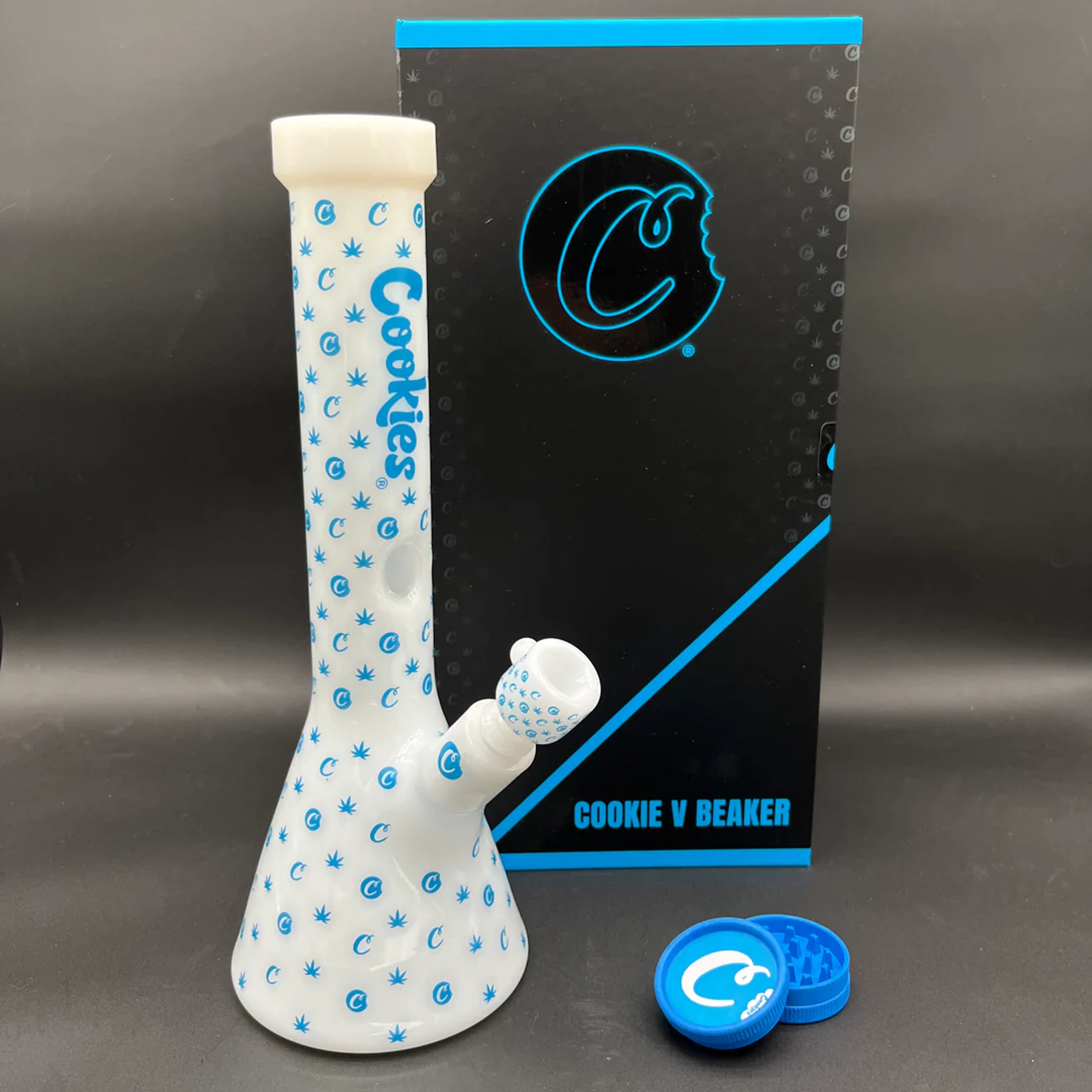 Preview pic of COOKIES V BEAKER GLASS WATER PIPE - 13.75"