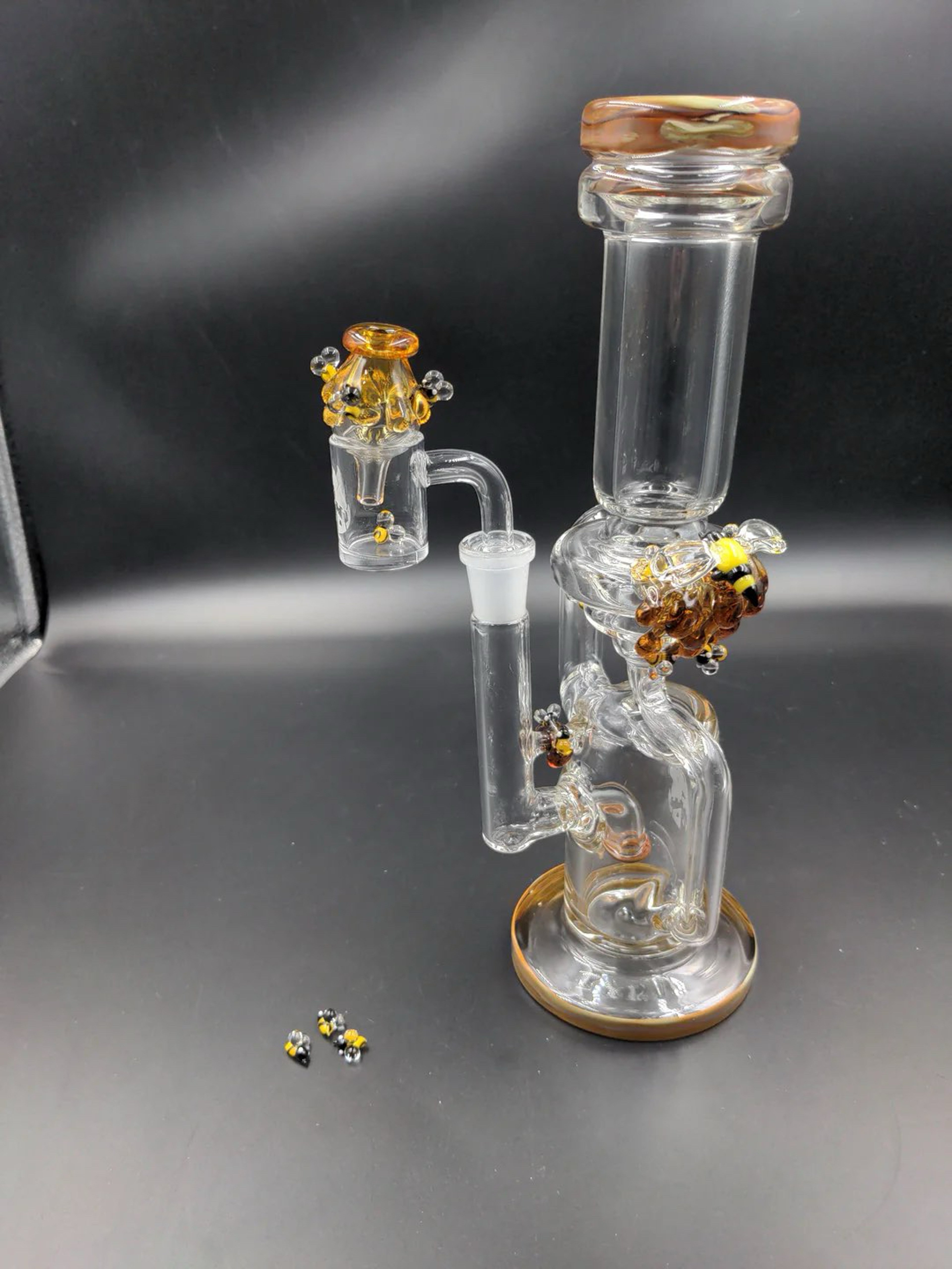 EMPIRE GLASSWORKS BEEHIVE RECYCLER W/ BANGER, CAP, AND PEARLS image 0