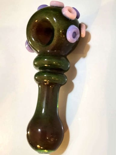 Preview pic of Tentacle Alien Slime, 5″ Green Frit Spoon with Pastel Nubs
