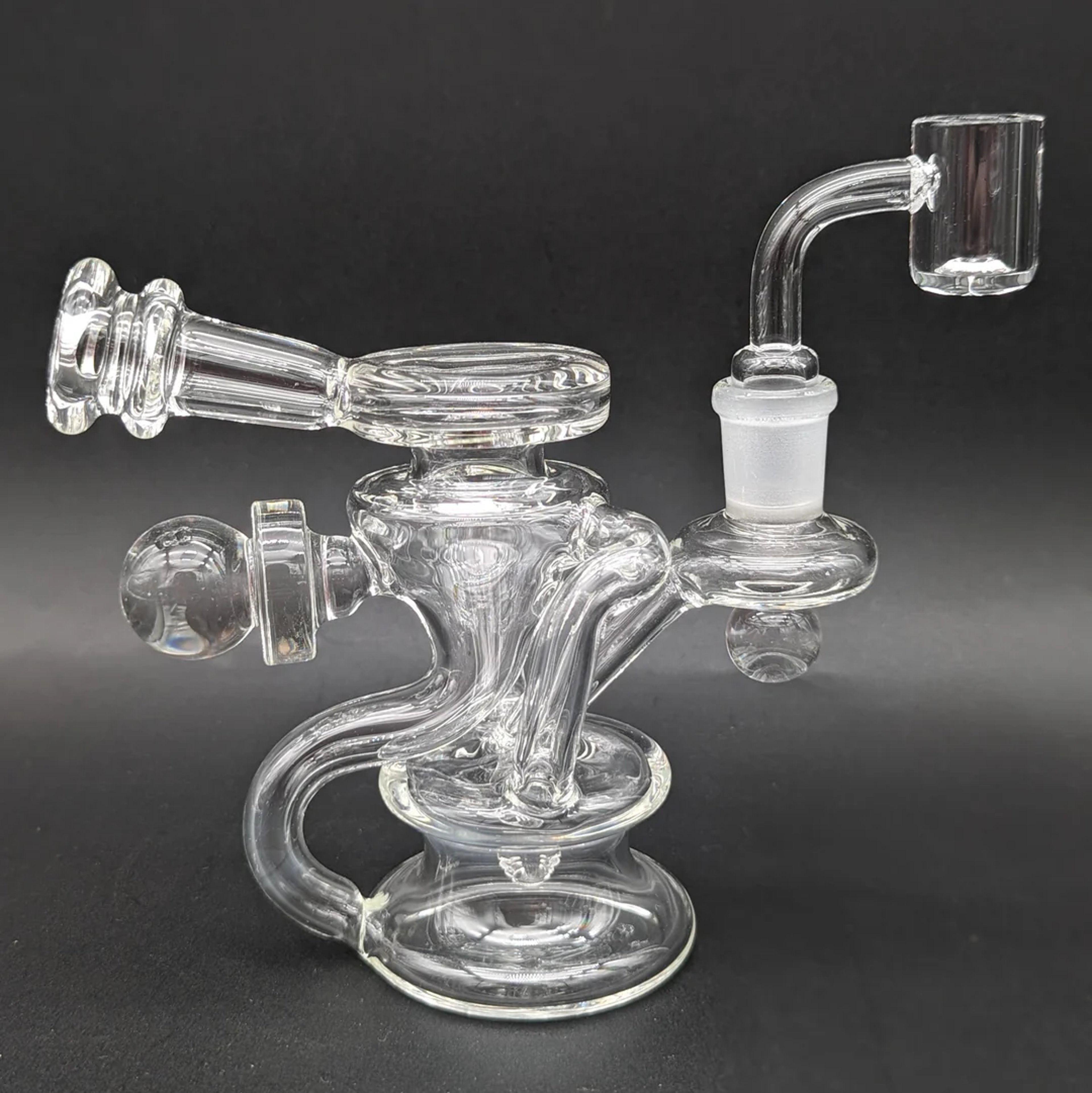 Preview pic of 5" CLEAR MARBLE RECYCLER DAB RIG