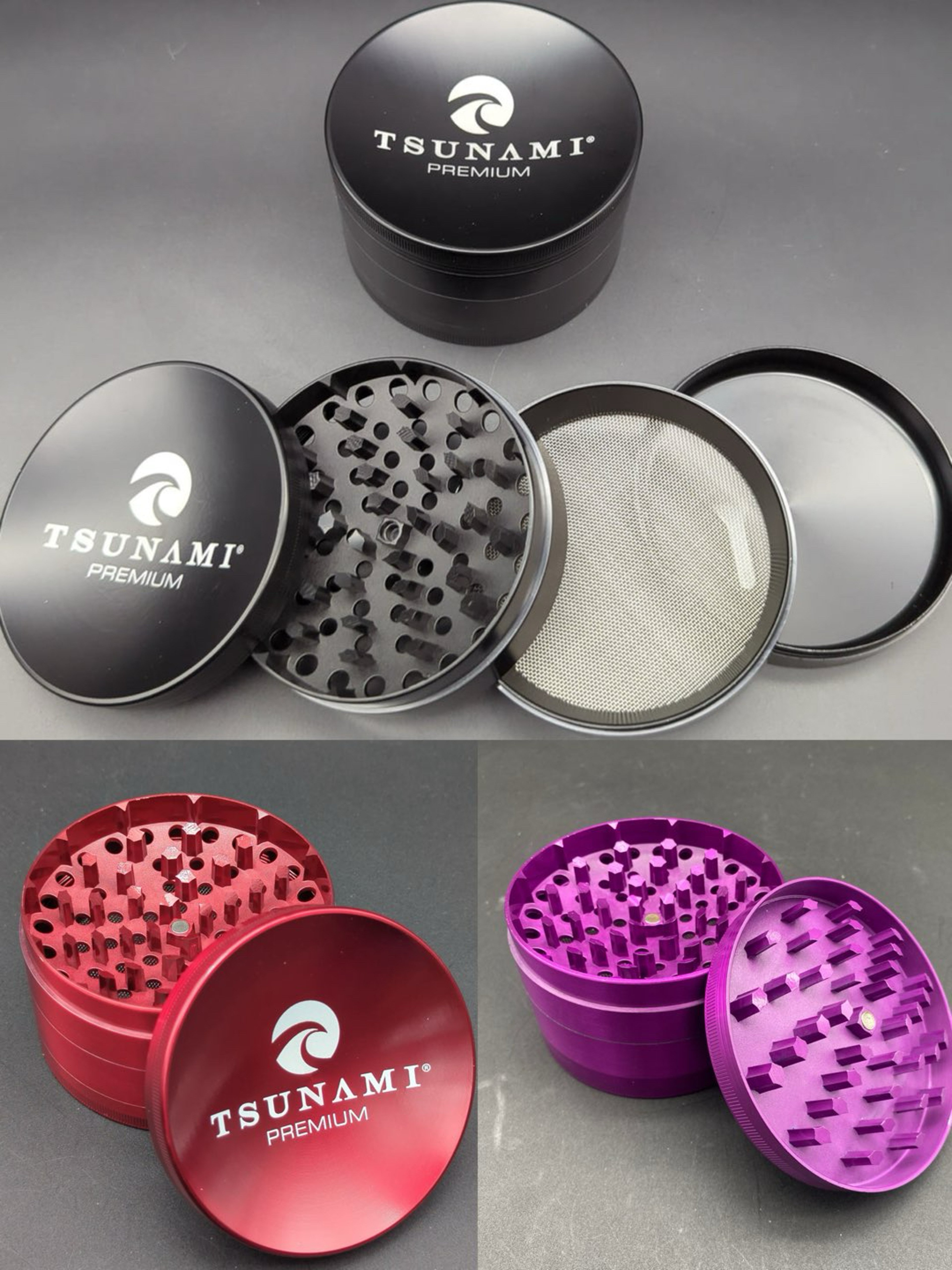 Preview pic of TSUNAMI DRY HERB GRINDER 4 PIECE 100MM (XL)