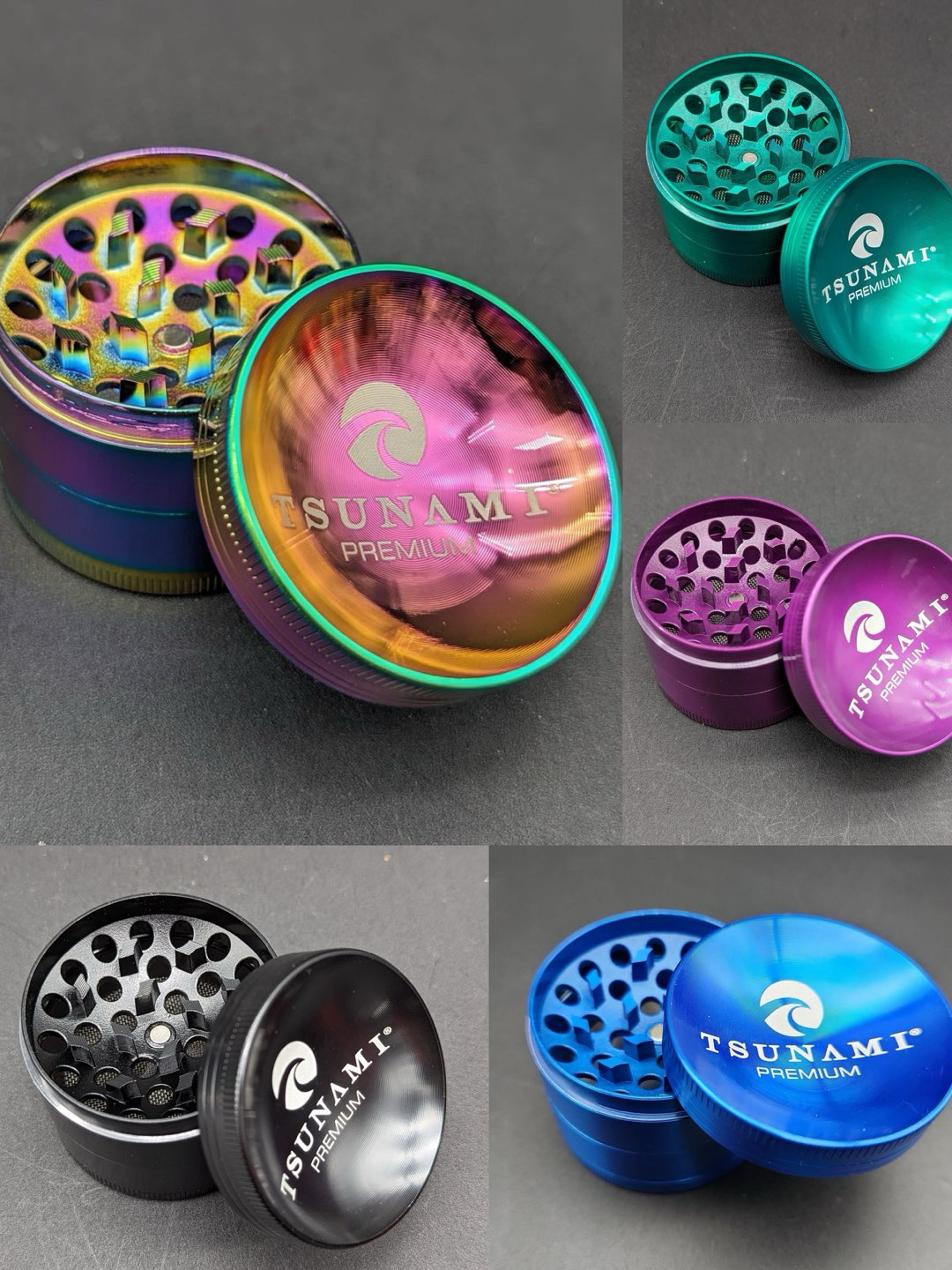 Preview pic of TSUNAMI DRY HERB GRINDER 4 PIECE 50MM