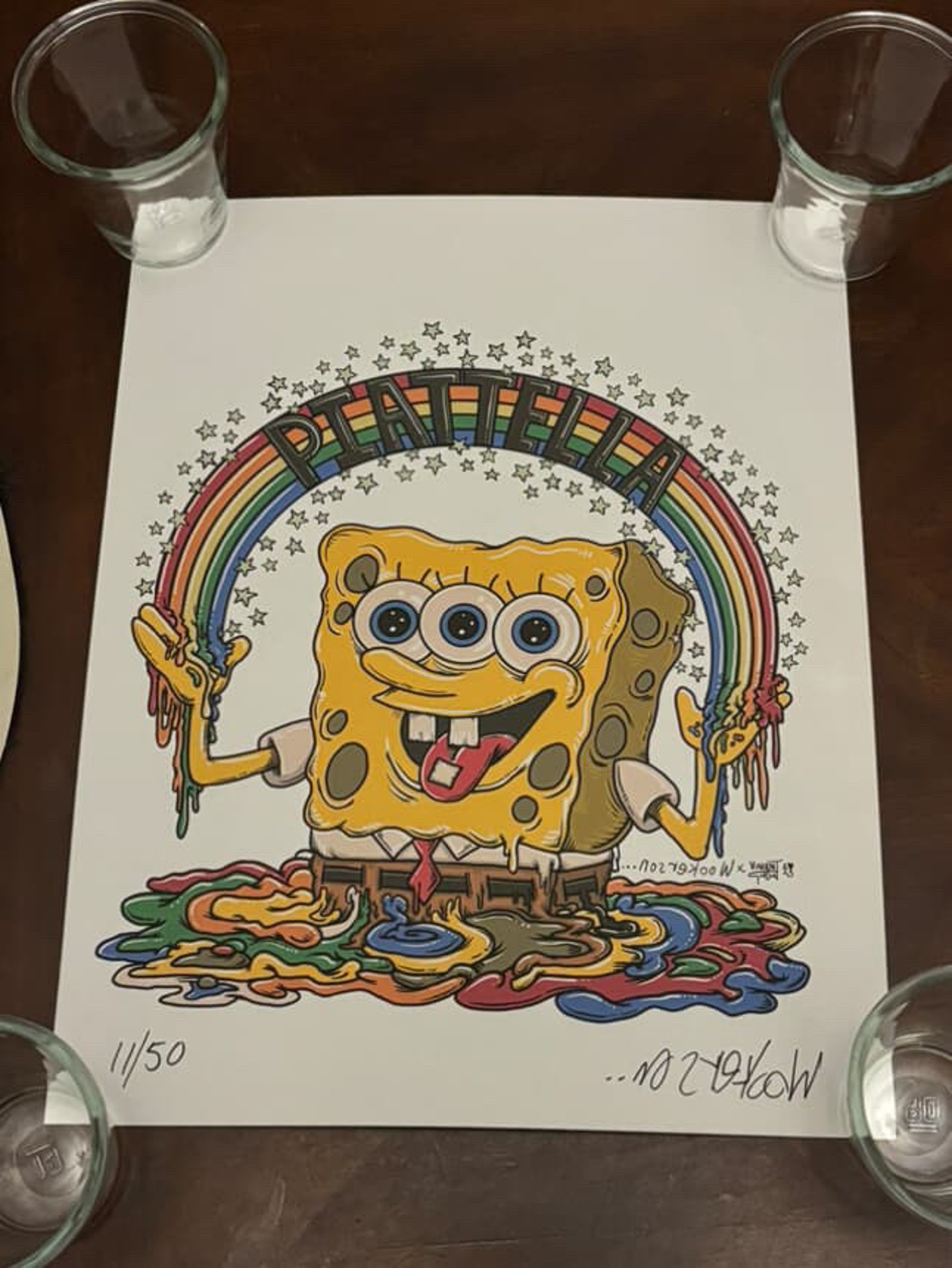 Preview pic of Vincent Gordon x Wookerson x Spongebob piatella imagination rainbow art print