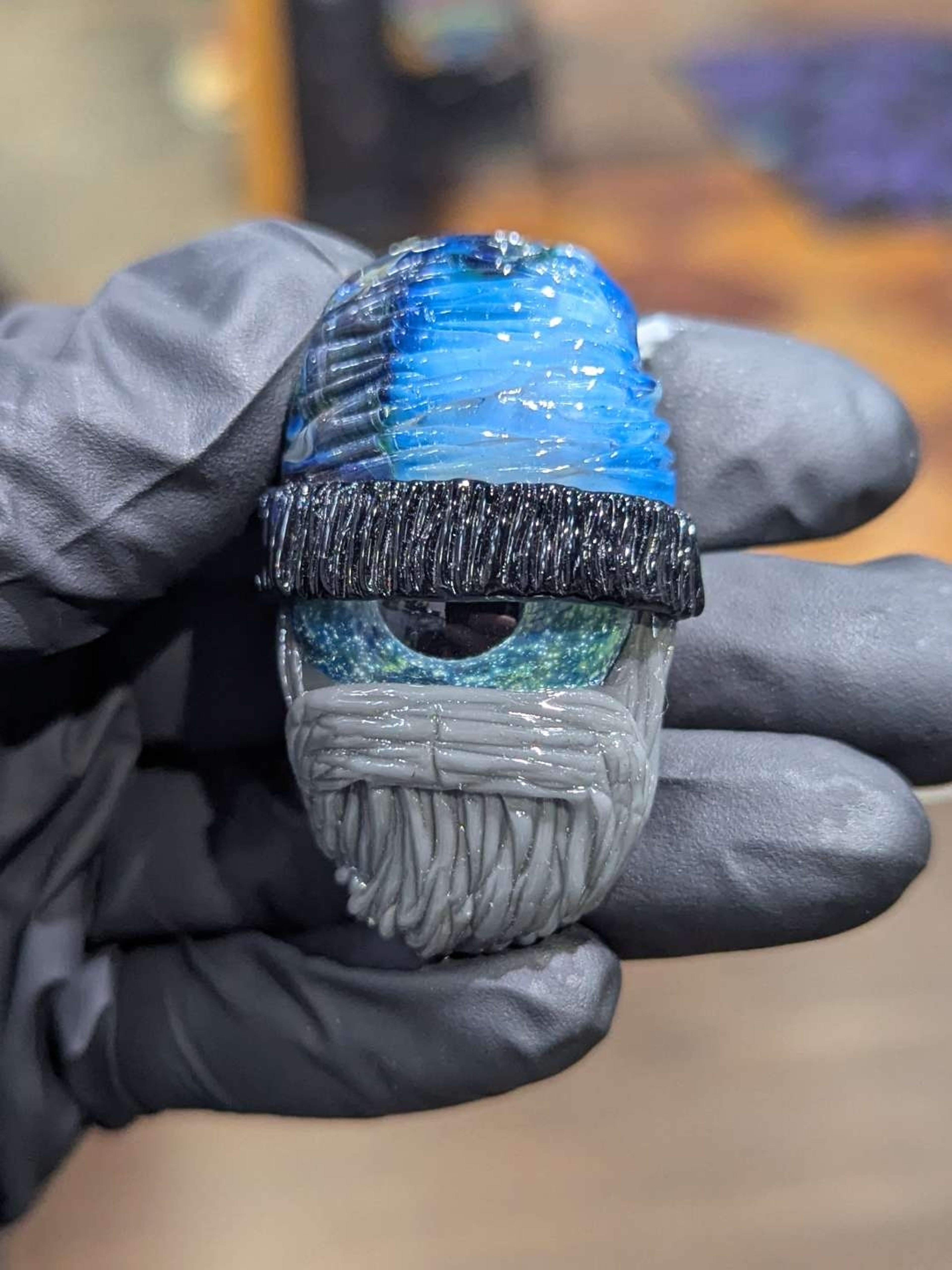Preview pic of Bearded Eye Beanie Pendant by Junkie Glass