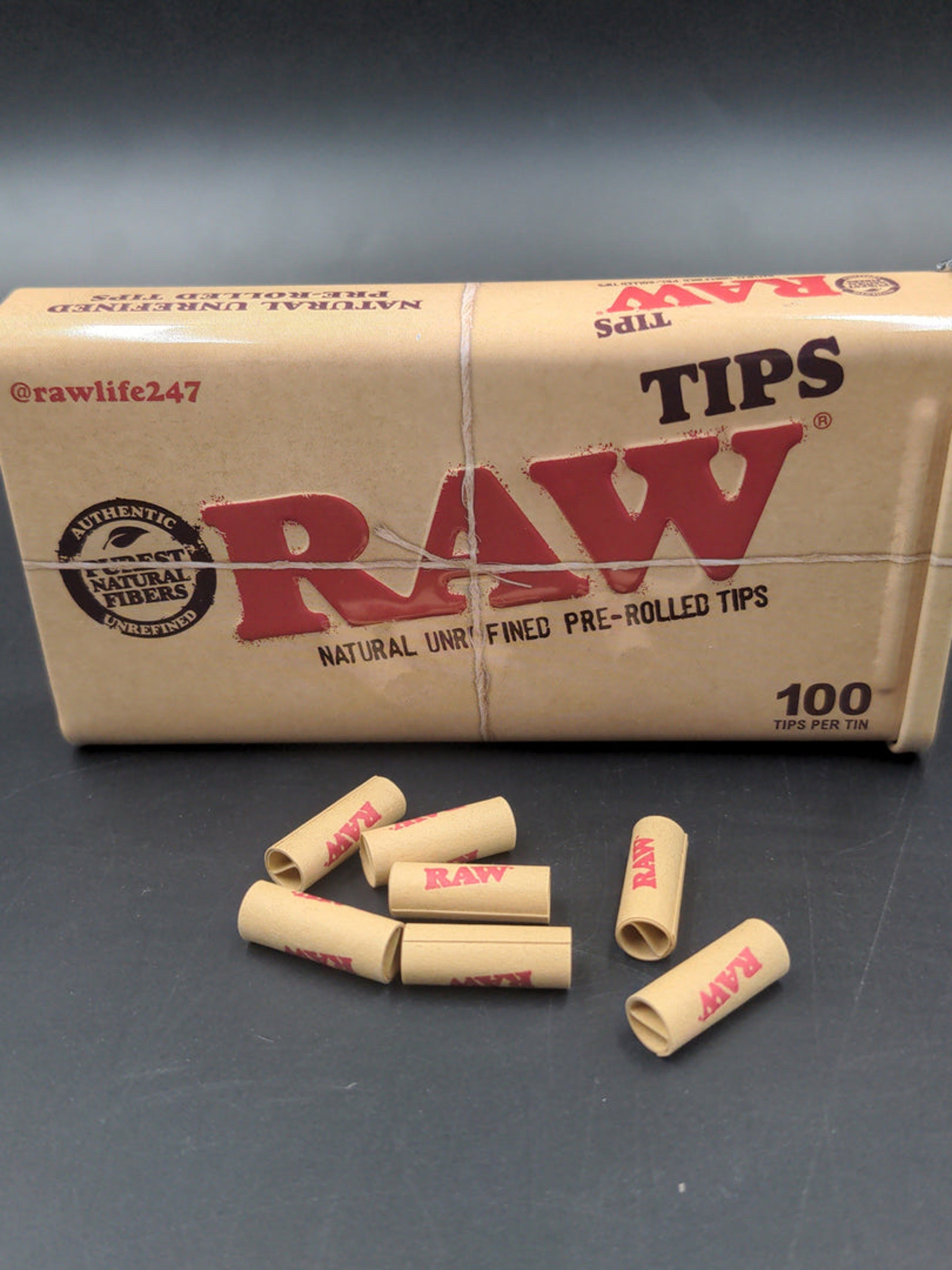 RAW PRE-ROLLED TIPS / 100PC TIN image 0
