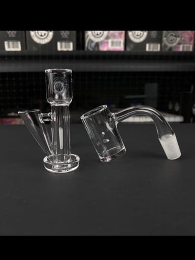 Preview pic of 2nd Quality 14/90 Gee West Terp Slide + Auto Spinner Quartz Banger - 2pc