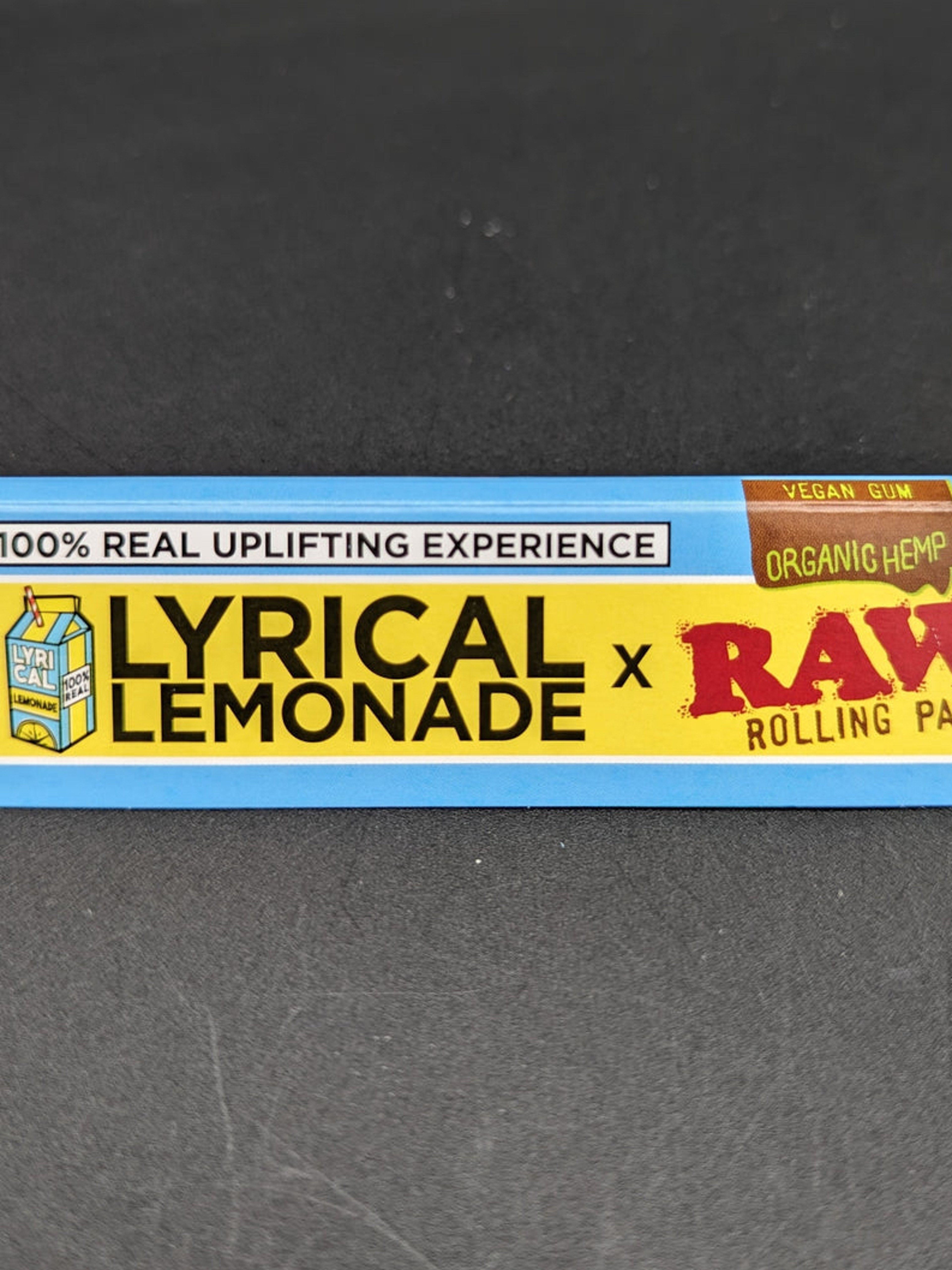 ($2) RAW X LYRICAL LEMONADE ORGANIC HEMP ROLLING PAPERS | KING SIZE WIDE image 0