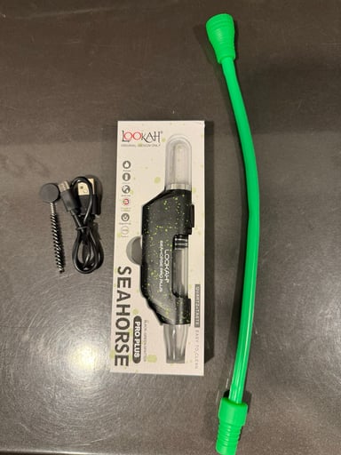 Preview pic of Lookah Seahorse Pro Plus (Black-Green Spatter) - Boxed with UNUSED Accessories!