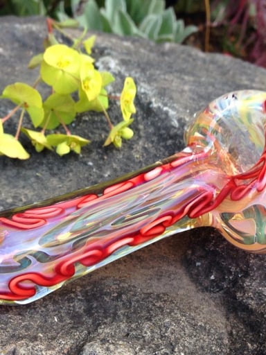 Preview pic of Large Handblown Fireblaze Color Changing Spoon Pipe