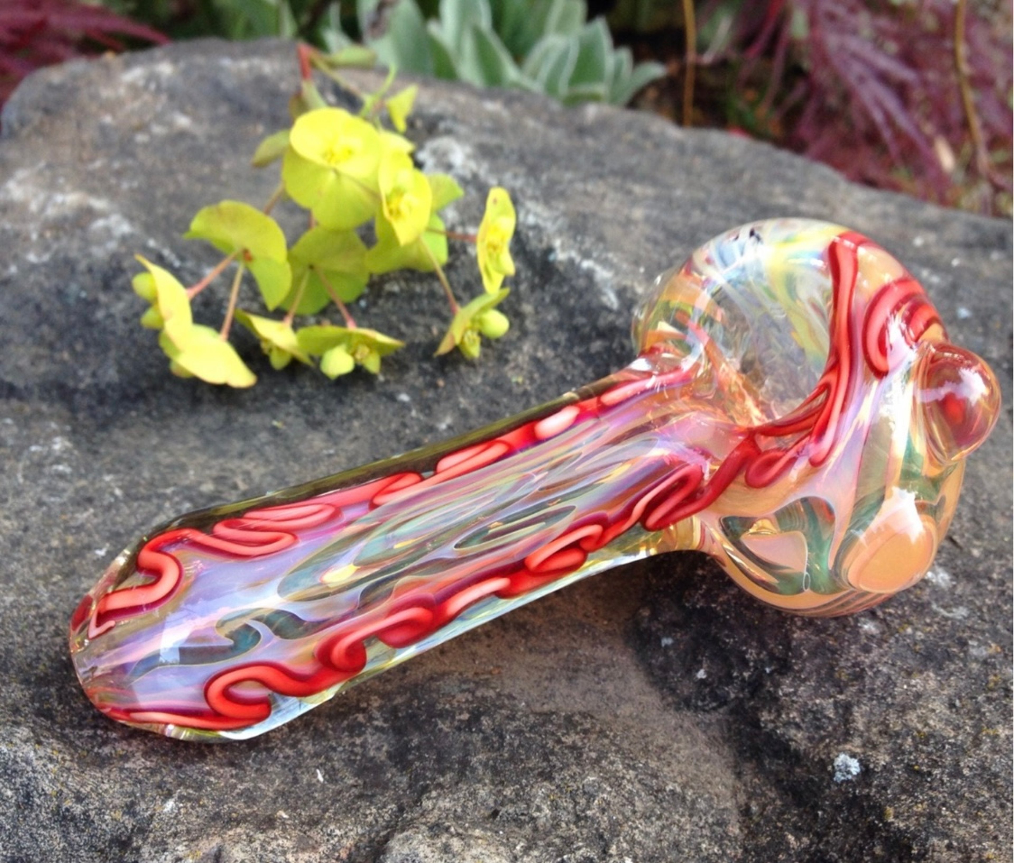 Preview pic of Large Handblown Fireblaze Color Changing Spoon Pipe