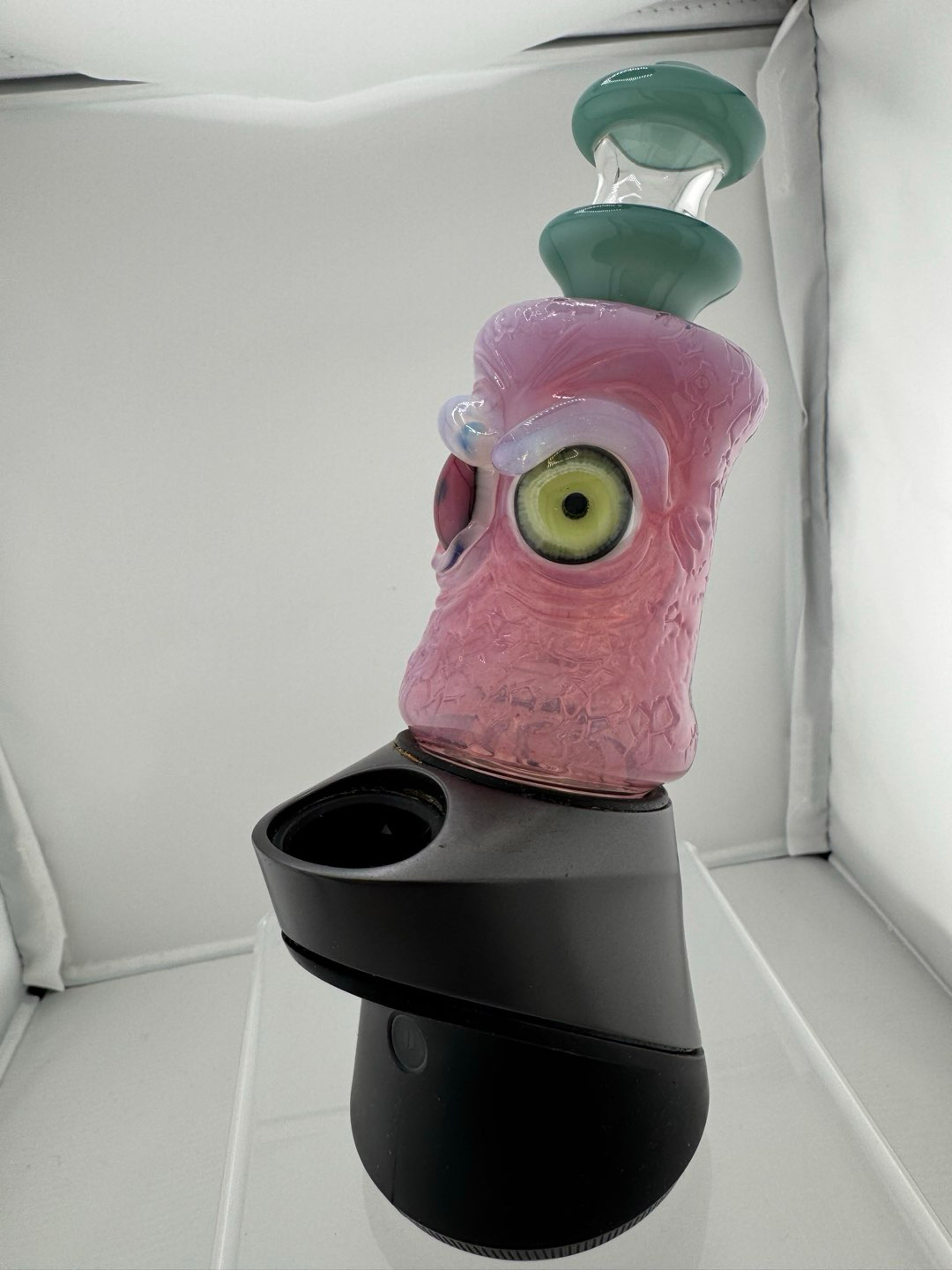Preview pic of Space glass pink and teal dude puffco peak glass water top