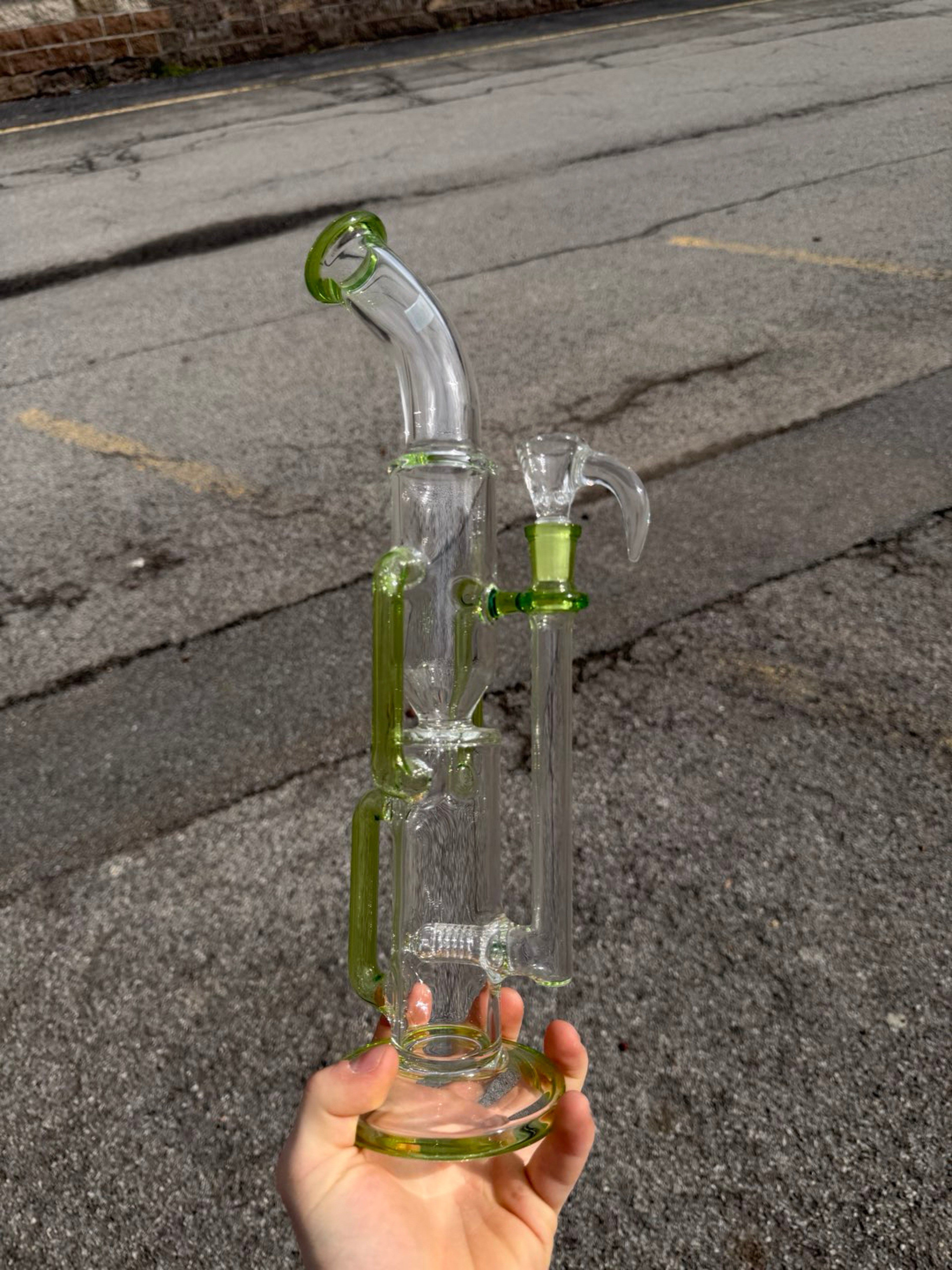 GREEK GLASS 16.5" RECYCLER 2.0 BONG image 0