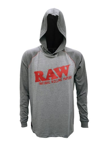 Preview pic of RAW LIGHTWEIGHT HOODIE SHIRT - GREY/RED