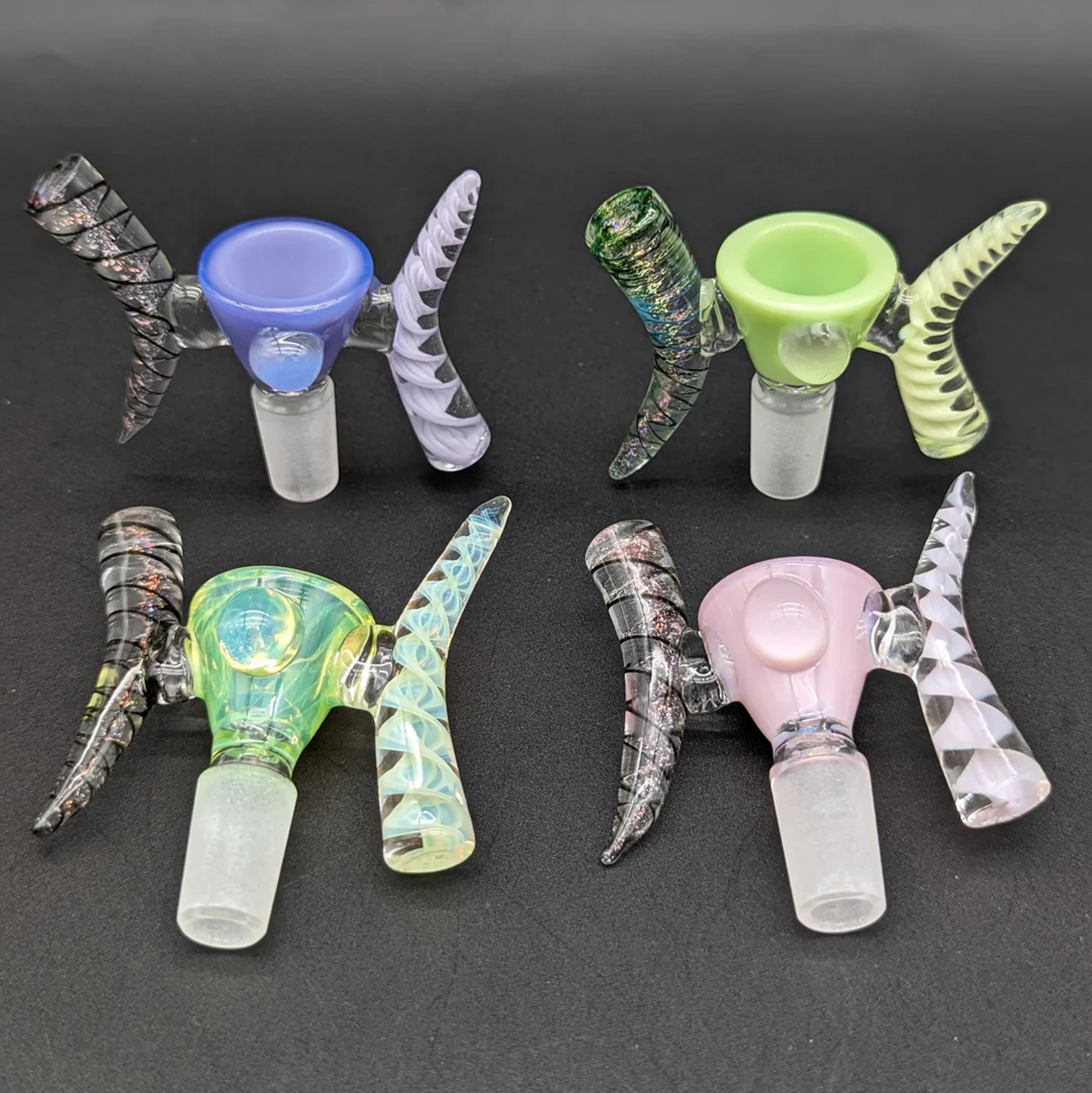 DUAL HANDLE WORKED GLASS 14MM SLIDES image 0