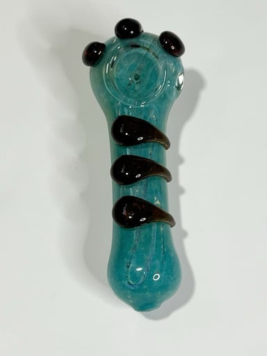 Preview pic of Left Handed 5" Handmade Glass Tobacco Spoon Smoking Bowl  Pipe Turquoise