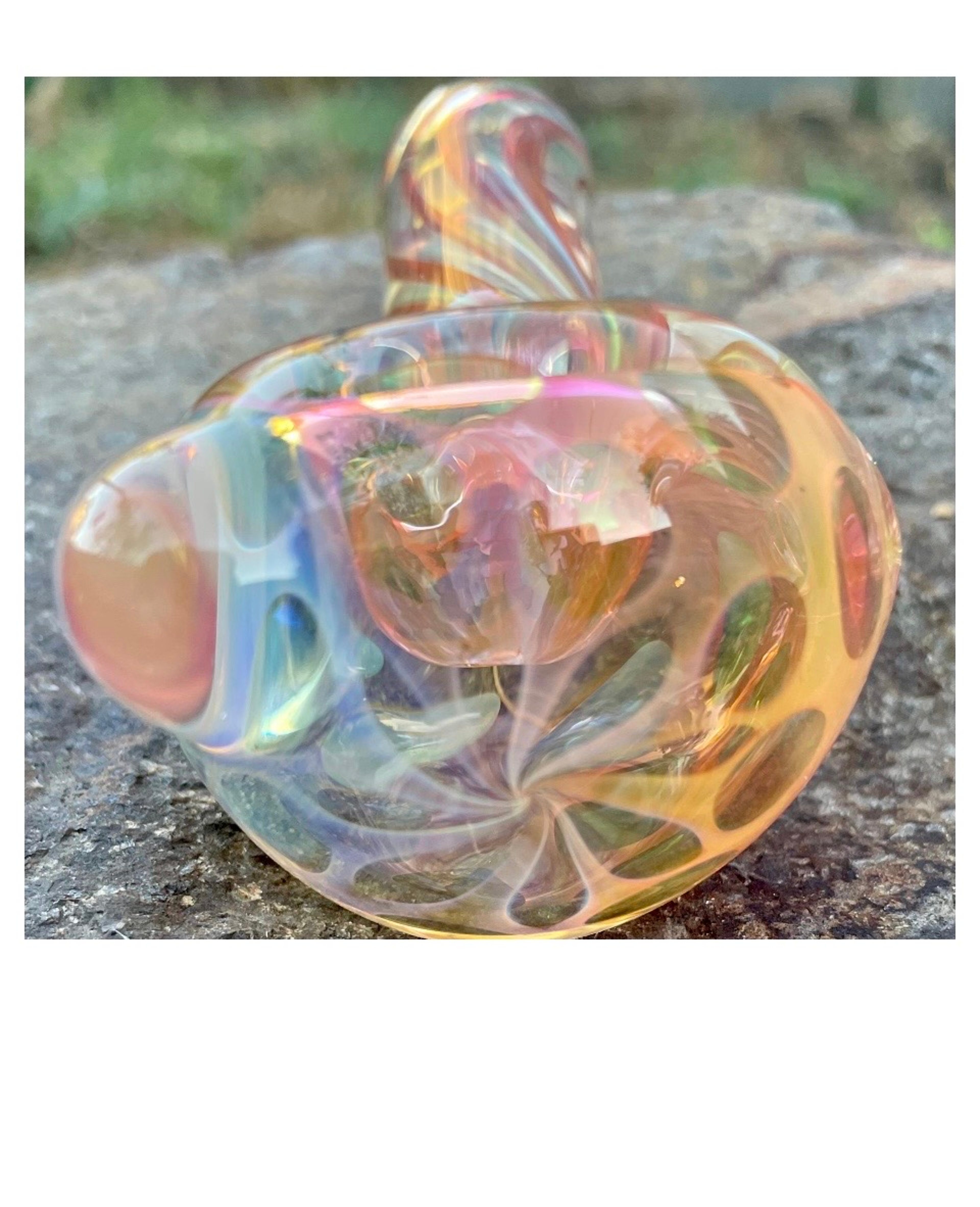 Preview pic of Joint Creations Sunburst Spiral Twist Color Changing Glass Spoon Pipe