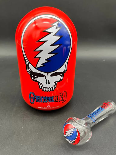 Preview pic of GRATEFUL DEAD - 4.5" SPOON HAND PIPE WITH COLLECTIBLE TIN