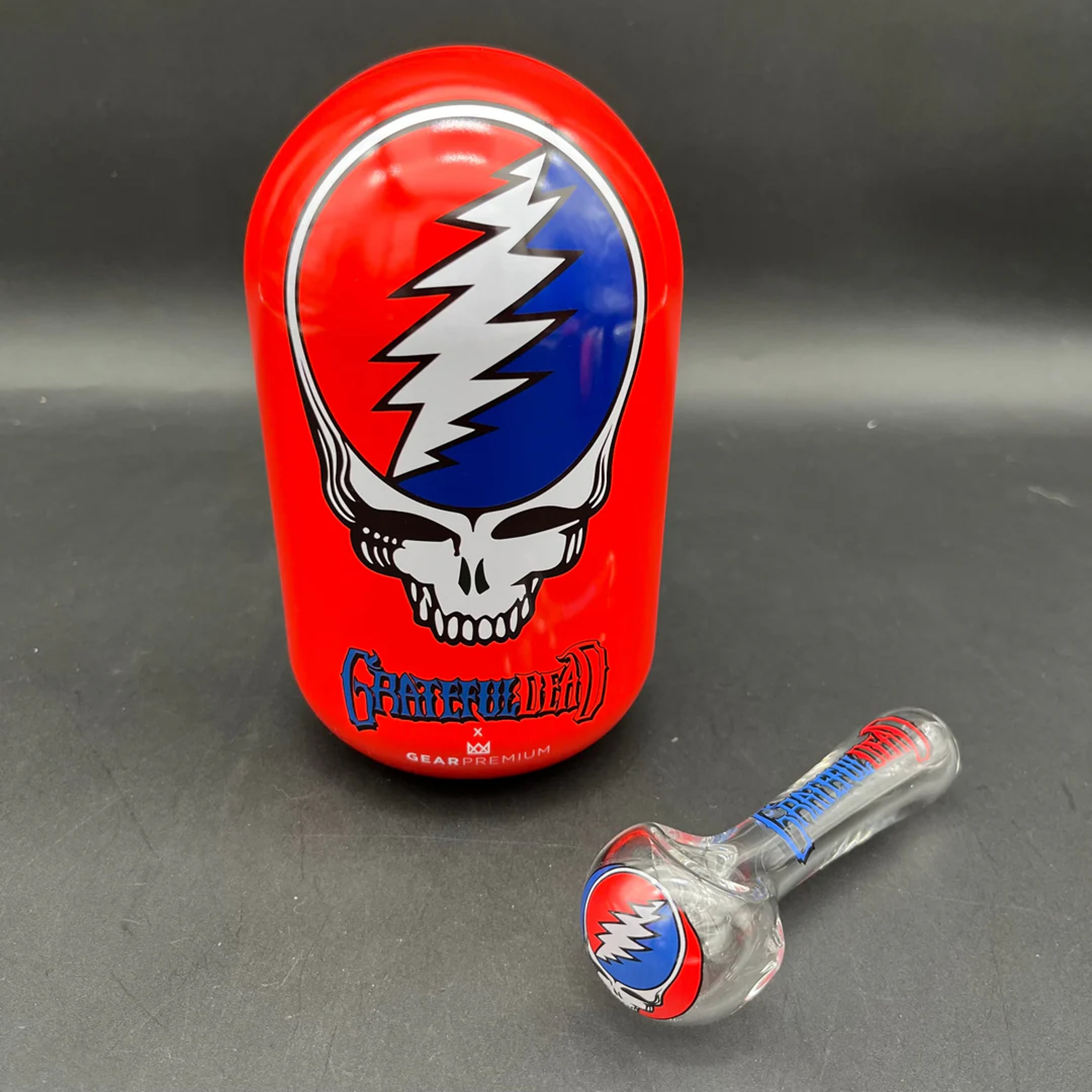 Preview pic of GRATEFUL DEAD - 4.5" SPOON HAND PIPE WITH COLLECTIBLE TIN