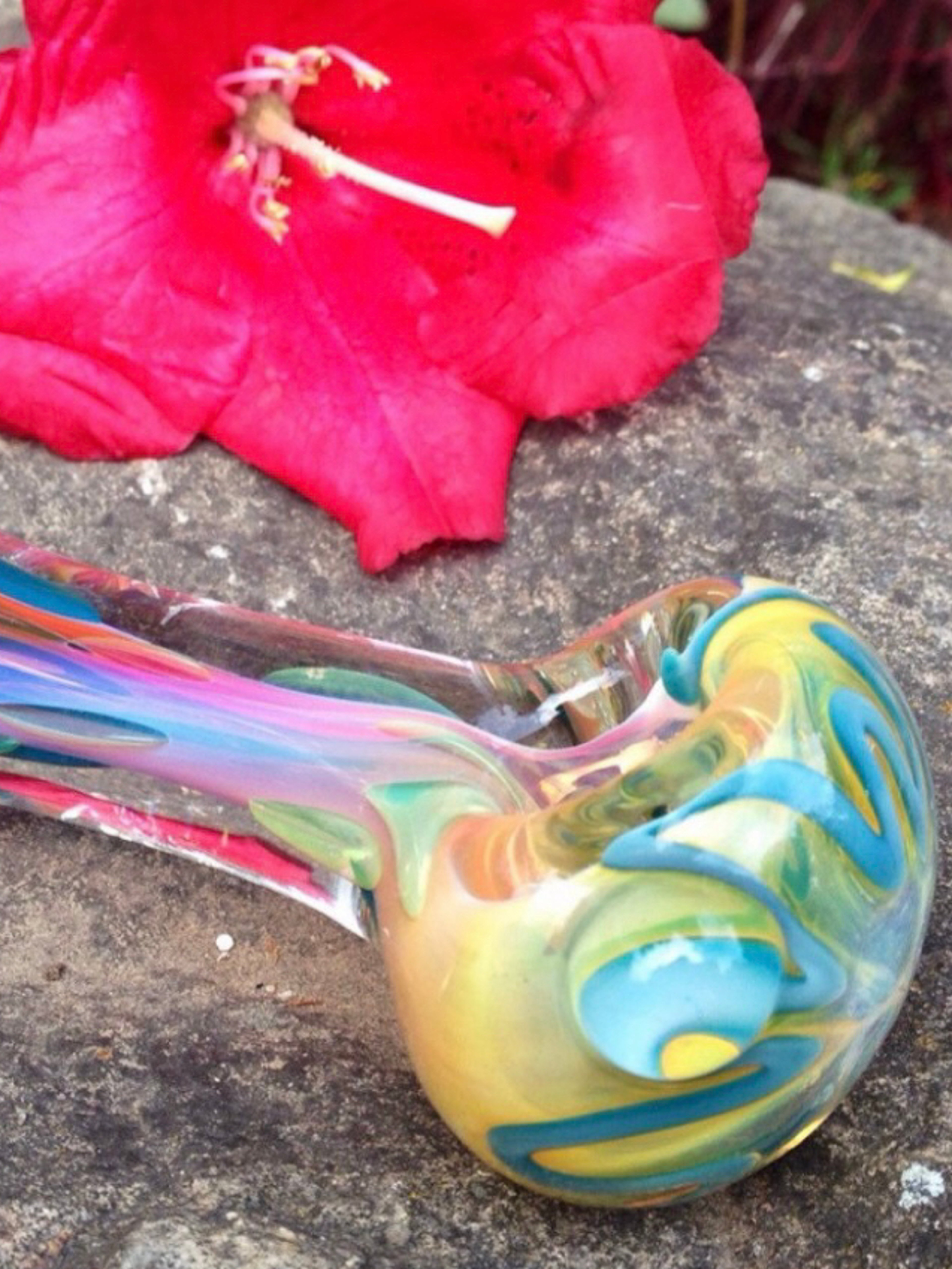 Preview pic of Blissom Blossom Color Changing Handblown Glass Spoon Pipe