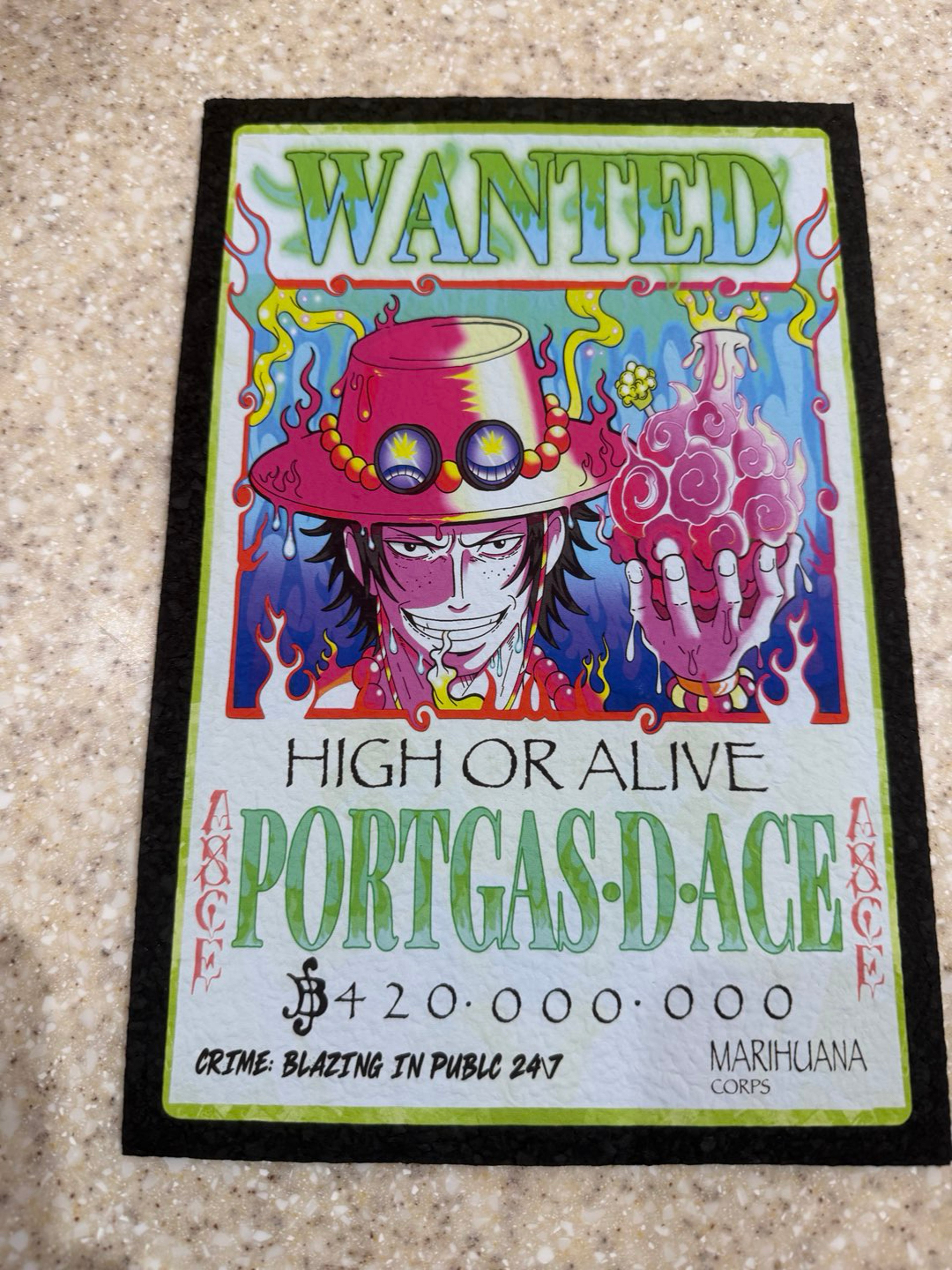 One Piece Portgas D. Ace Wanted Moodmat: Dark Mountain Cult x Lukke Tatto x Mattitude Mats Collab image 0