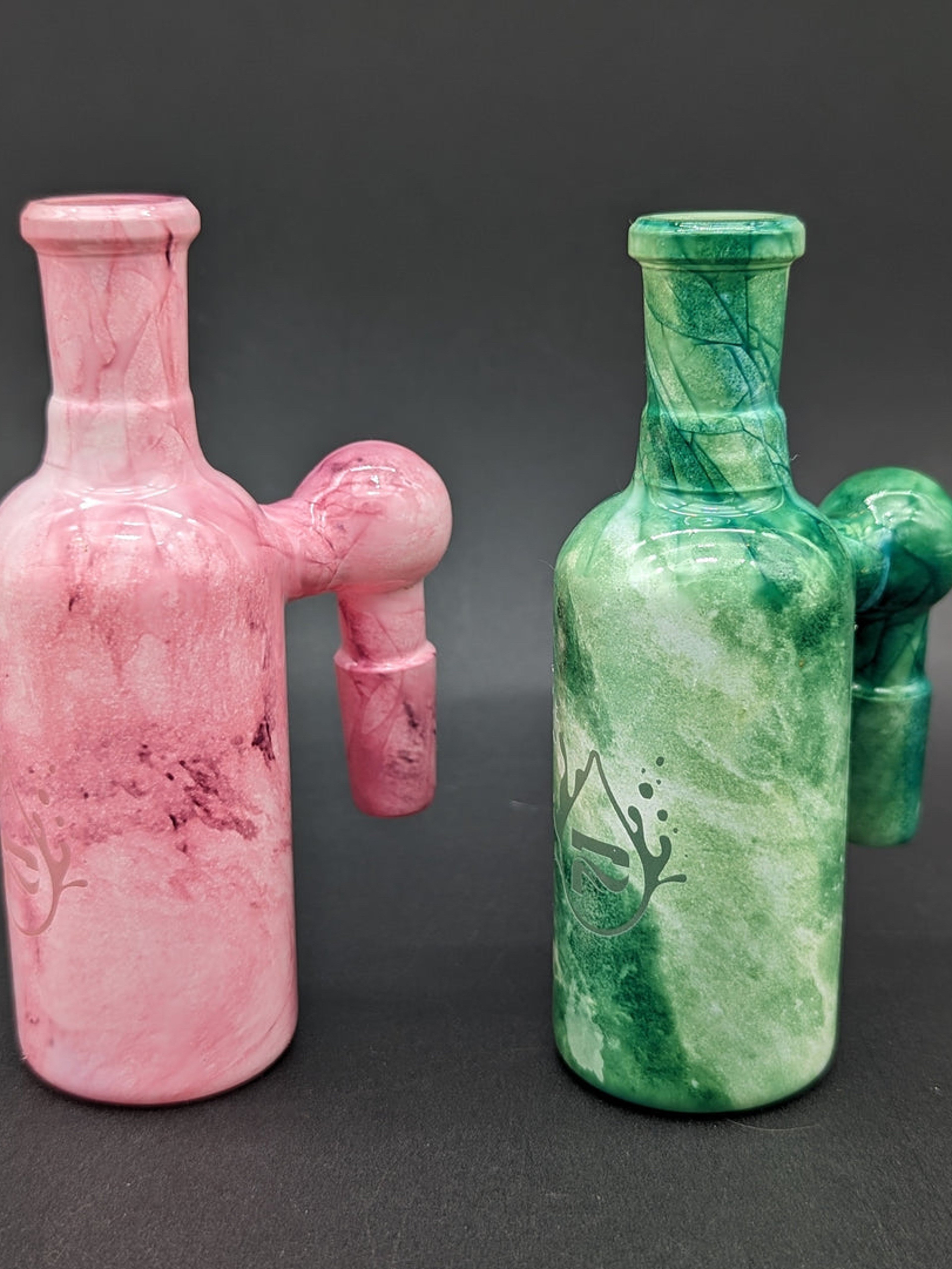 Preview pic of PULSAR MARBLED GLASS ASH CATCHER | 4.25" | 14MM 90 DEGREES
