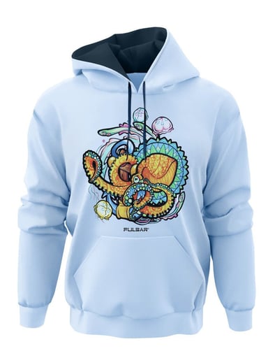 Preview pic of PULSAR ULTRA SOFT PULLOVER HOODIE | PSYCHEDELIC OCTOPUS | BLUE