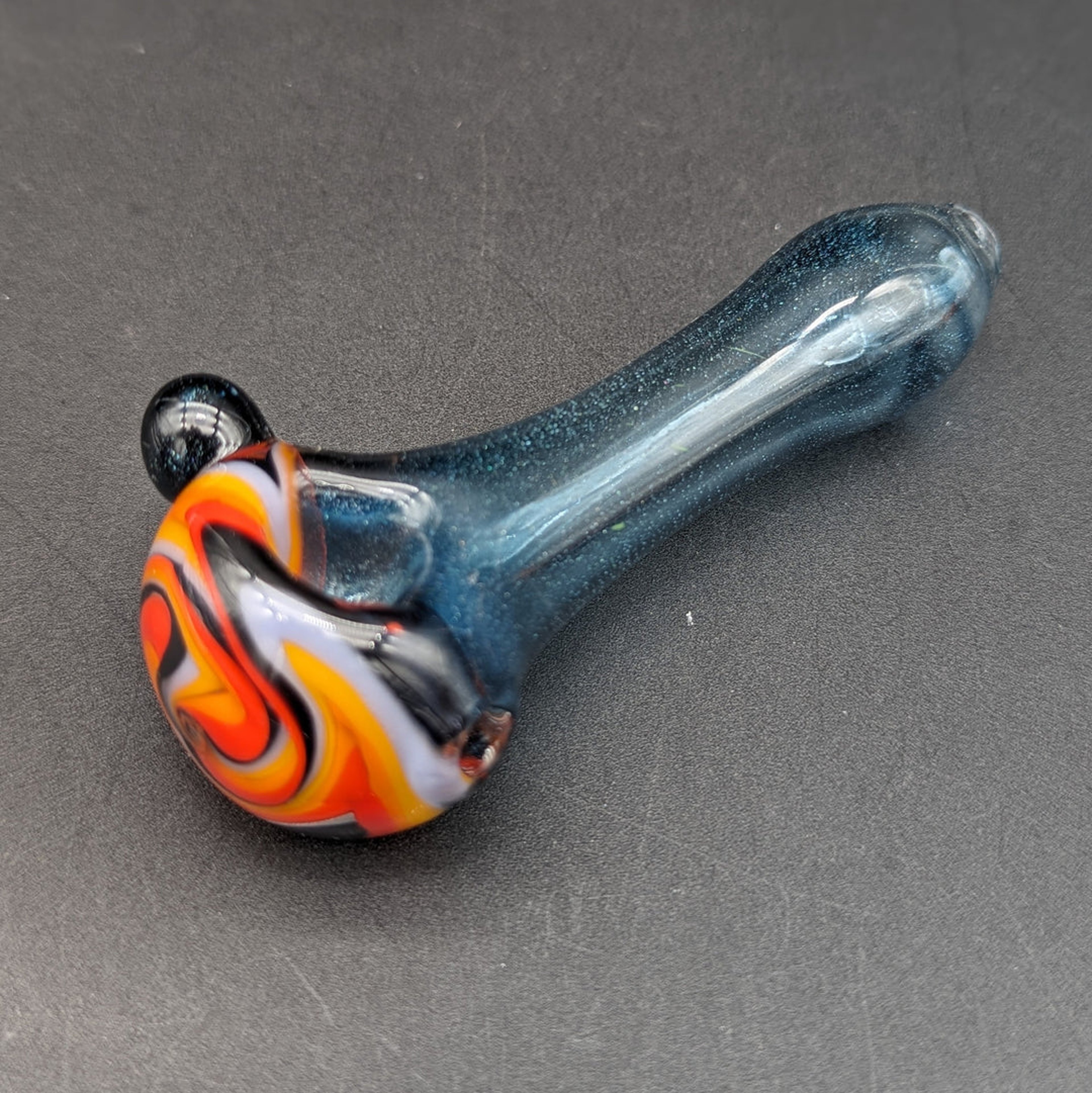 4" SPECKLED WIG WAG SPOON PIPE - BY BRANDED GLASS image 0