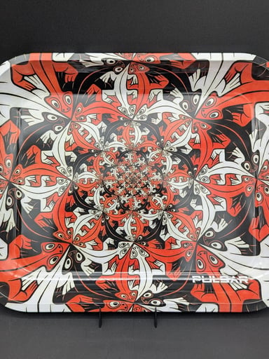 Preview pic of PULSAR LARGE METAL ROLLING TRAY | INTERLOCKING LIZARDS | 13"X11"