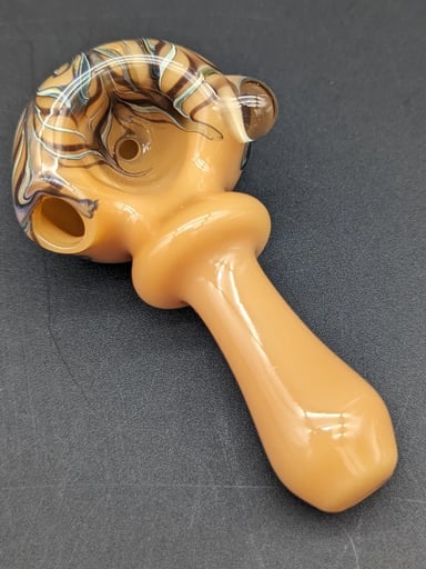 Preview pic of SPIRAL FEATHERED SPOON PIPES - READING GLASS MILITIA