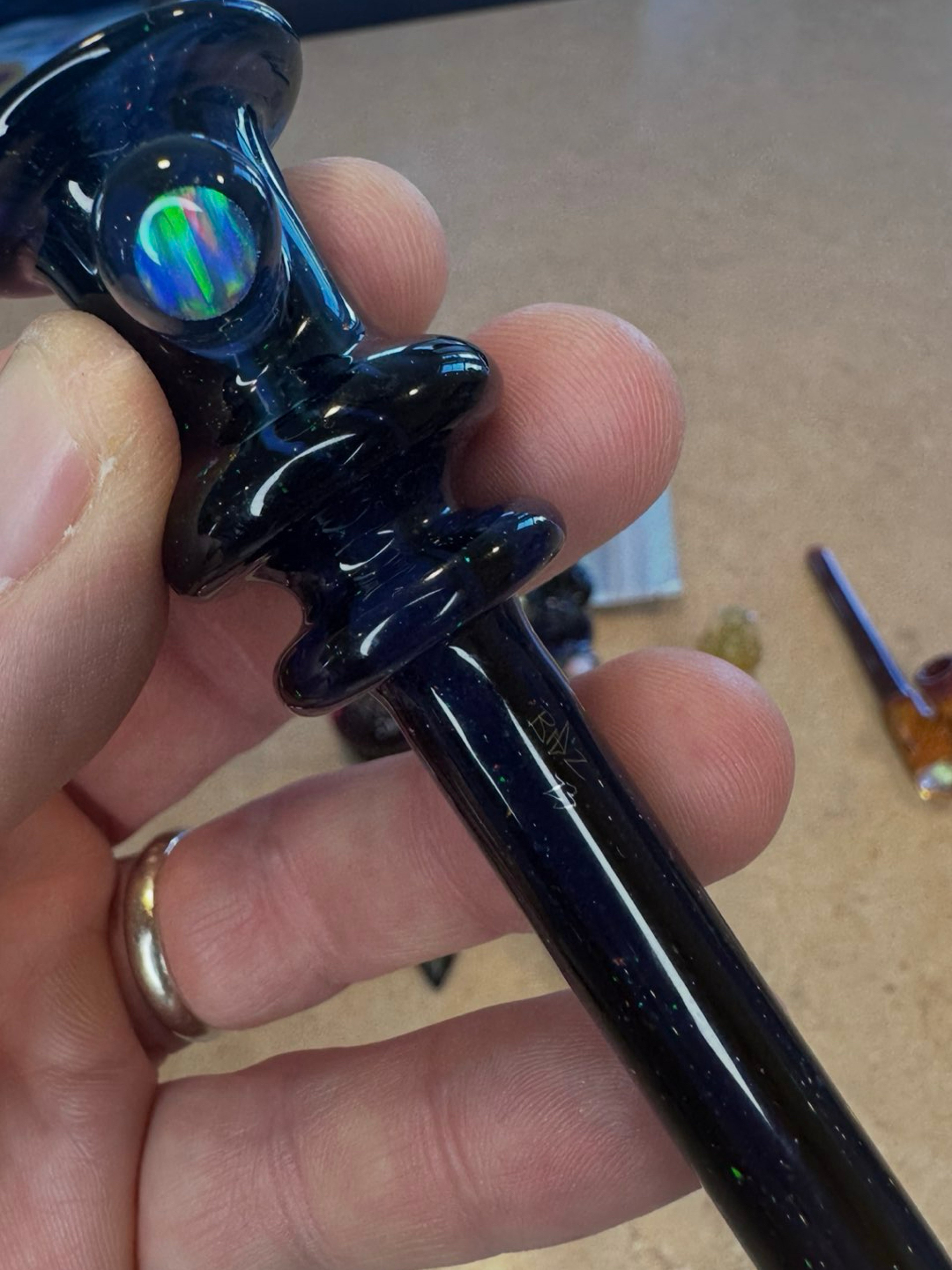 Preview pic of @BigZGlass Long Stem Joint Holder with Opal