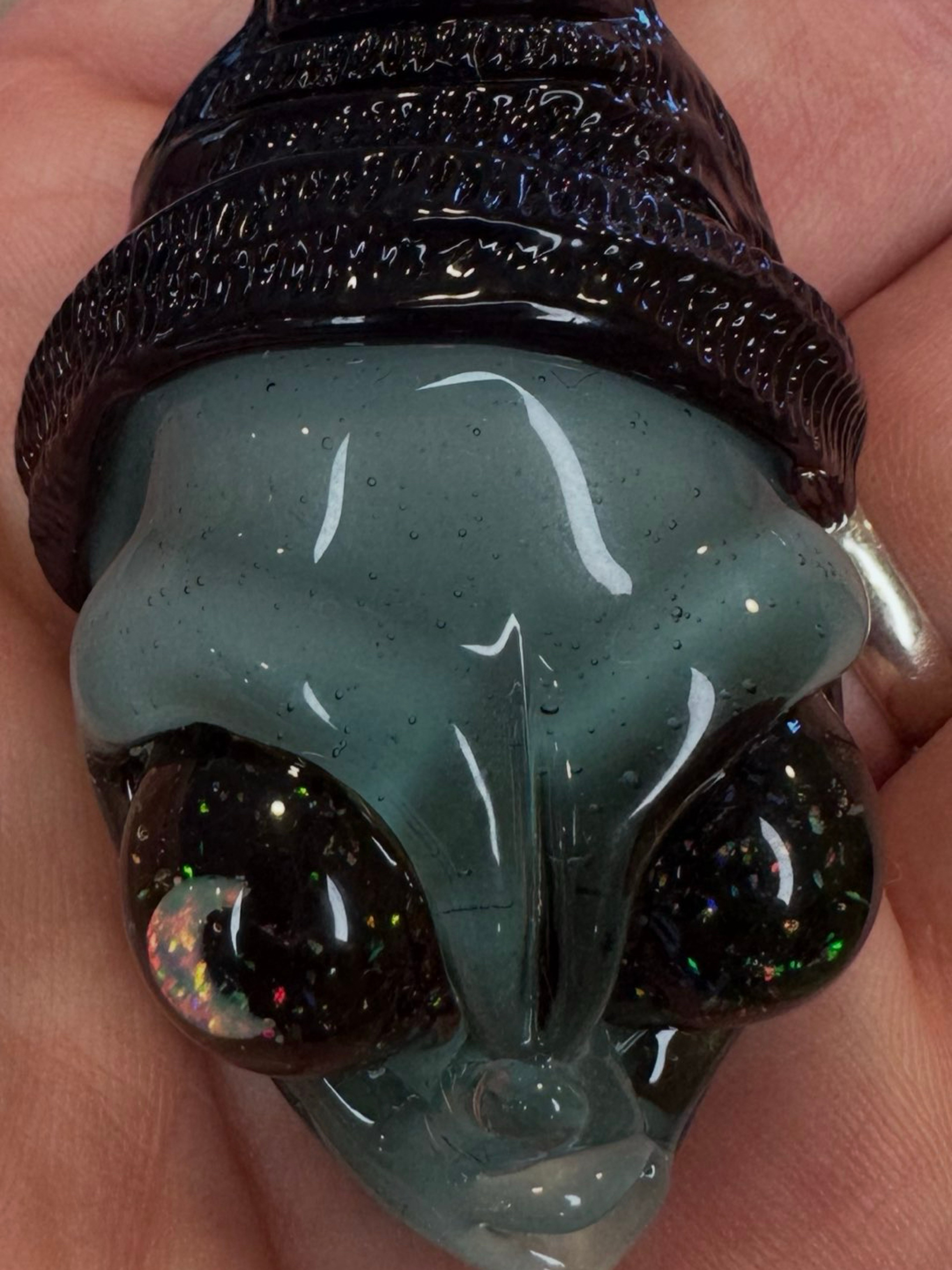 @Ghost_Glass_Official Alien Head Pendant with UV Ion Crushed Opal Eyes image 0