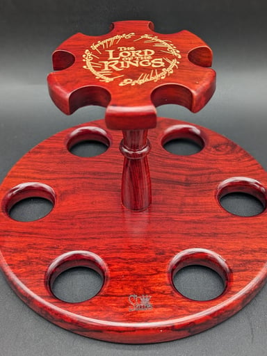 Preview pic of PULSAR SHIRE PIPES COUNCIL OF ELROND™ MULTI-PIPE WOODEN DISPLAY STAND | 8"X5"