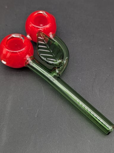 Preview pic of CHERRY DOUBLE GLASS HAND PIPE - 5.5"