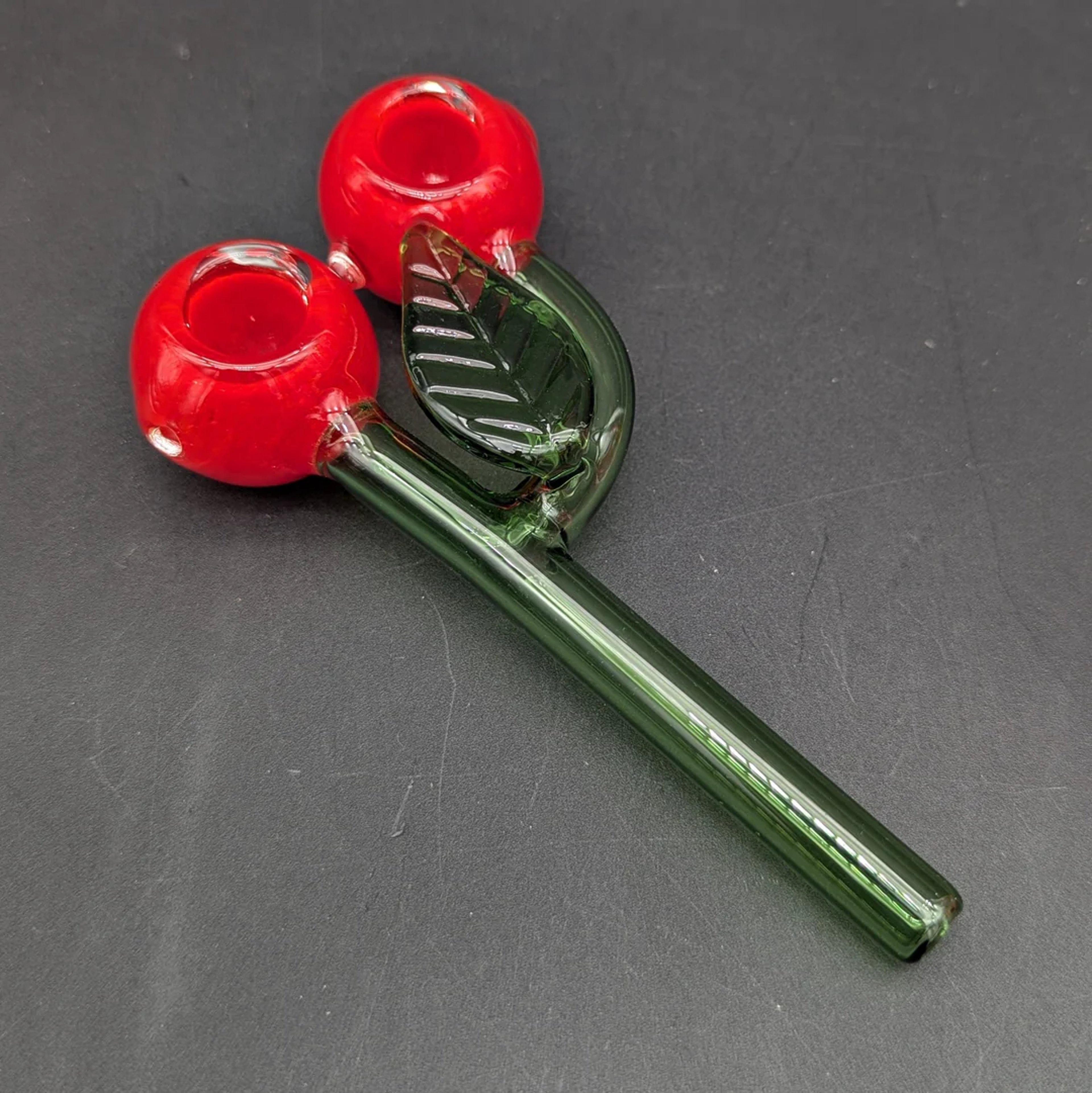 CHERRY DOUBLE GLASS HAND PIPE - 5.5" image 0