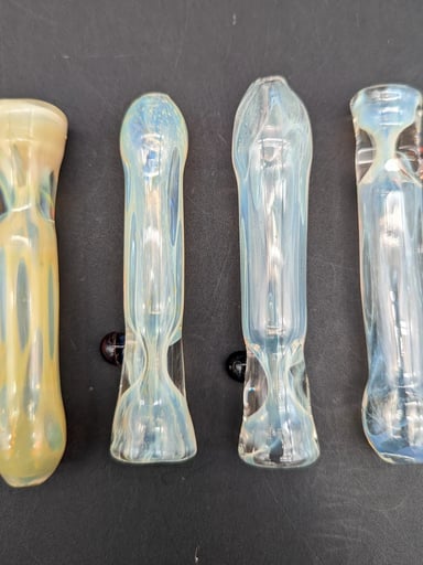 Preview pic of SILVER FUMED GLASS CHILLUM PIPES - BY BRANDED GLASS