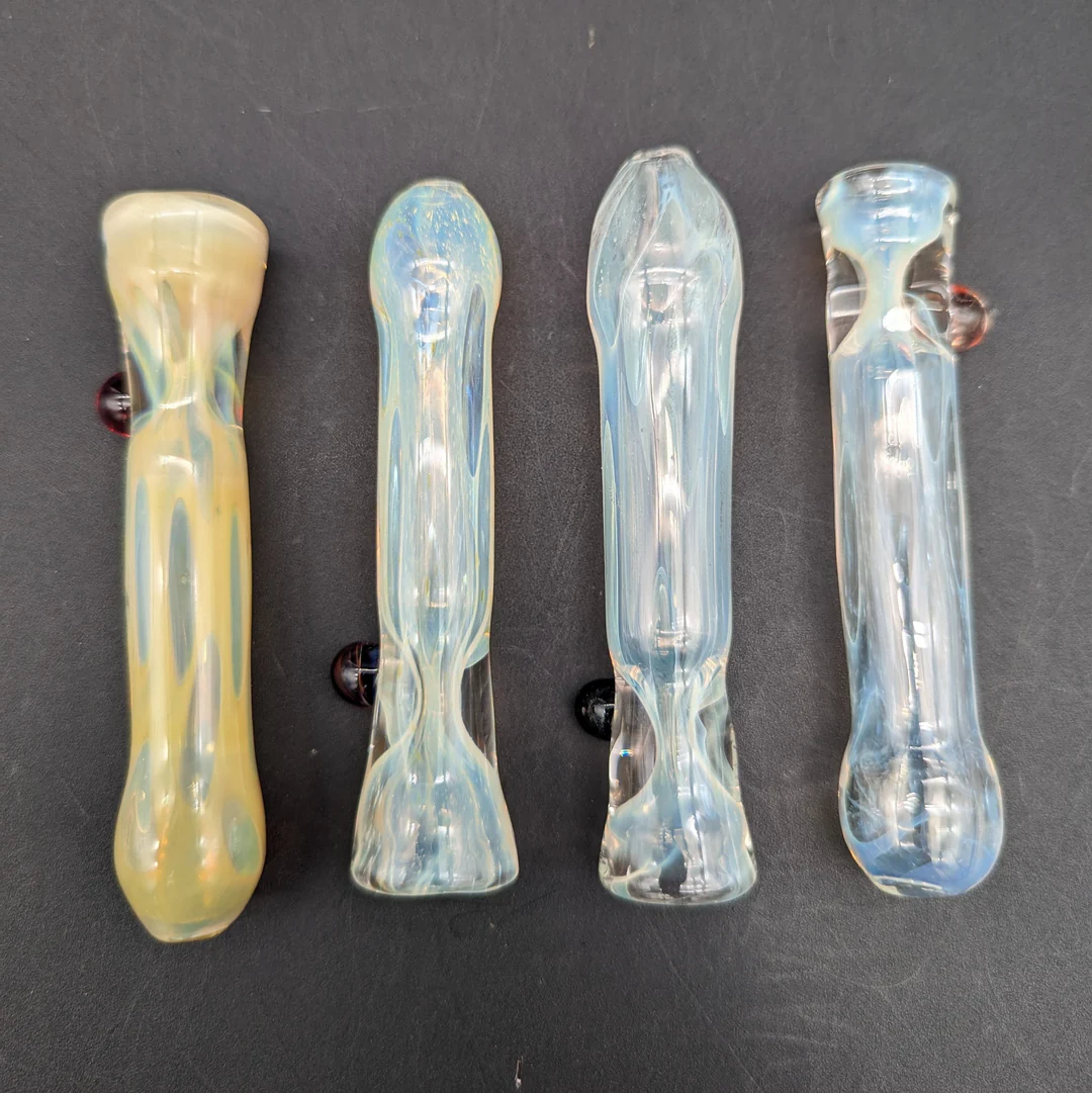 SILVER FUMED GLASS CHILLUM PIPES - BY BRANDED GLASS image 0
