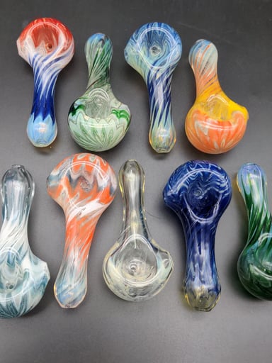 Preview pic of 4" ASSORTED HEADY HAND PIPES - BY OVER__GLASS