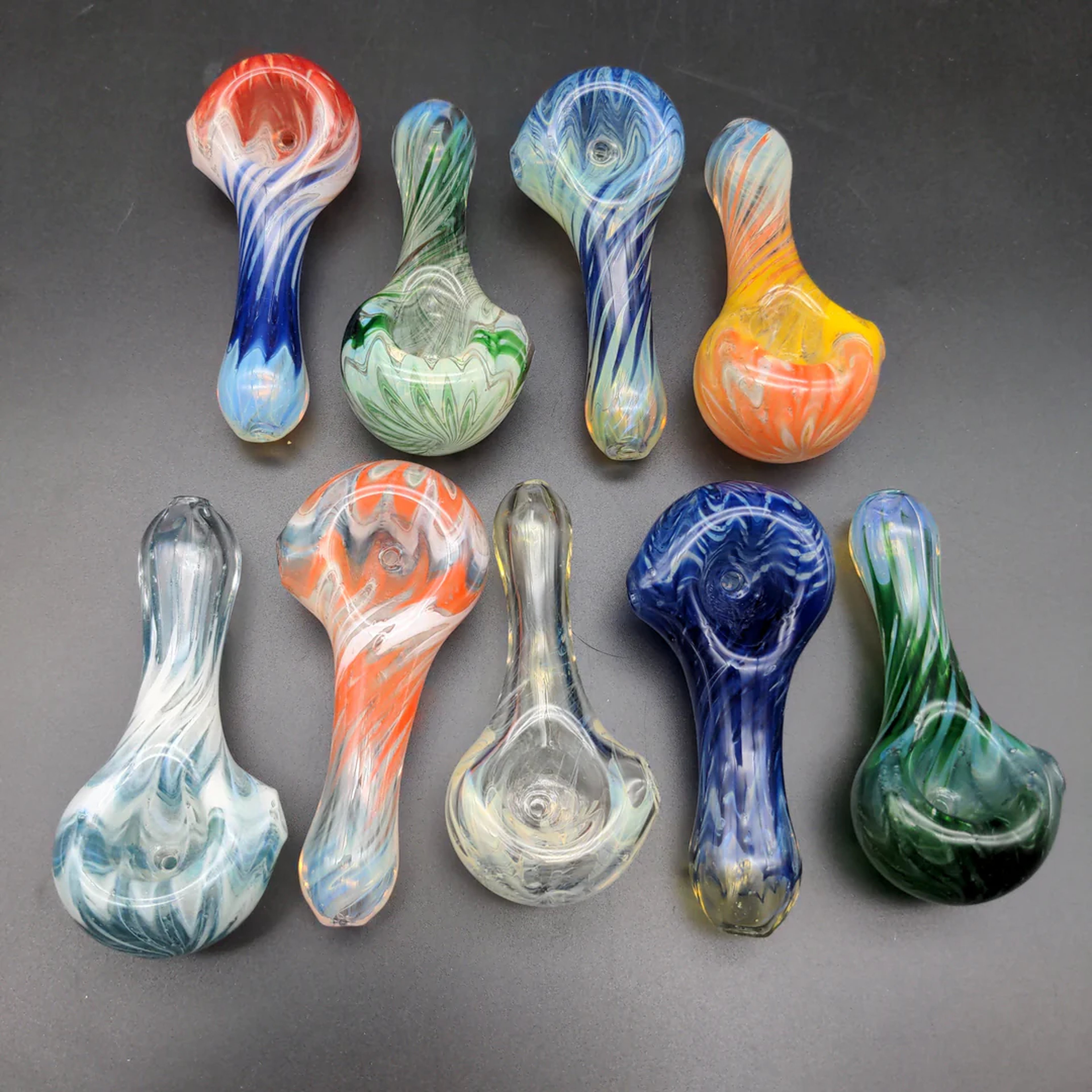 4" ASSORTED HEADY HAND PIPES - BY OVER__GLASS image 0