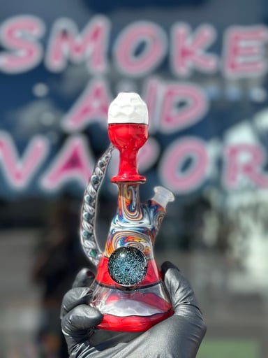 Preview pic of Apple Butter Glass Honeycomb Wigwag w/ Galaxy Marble 10mm Mini Rig