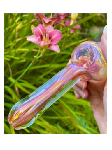 Preview pic of Handblown Rockstar Color Changing Glass Spoon Pipe