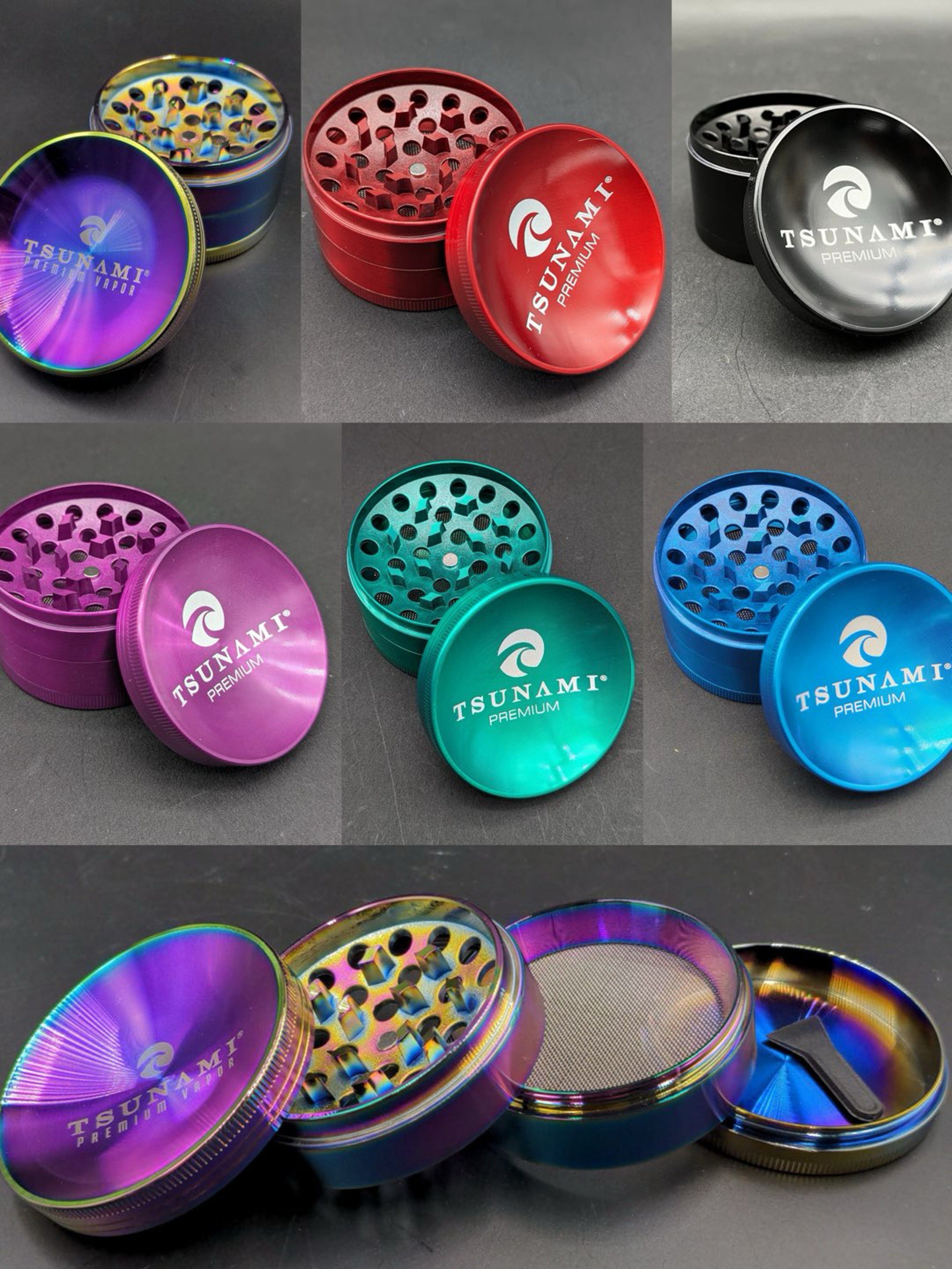 Preview pic of TSUNAMI DRY HERB GRINDER 4 PIECE 63MM