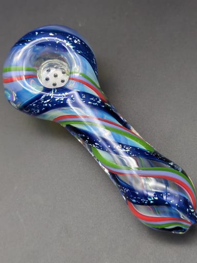 Preview pic of MULTICOLOR DICHRO SWIRL HAND PIPE W/ SCREEN
