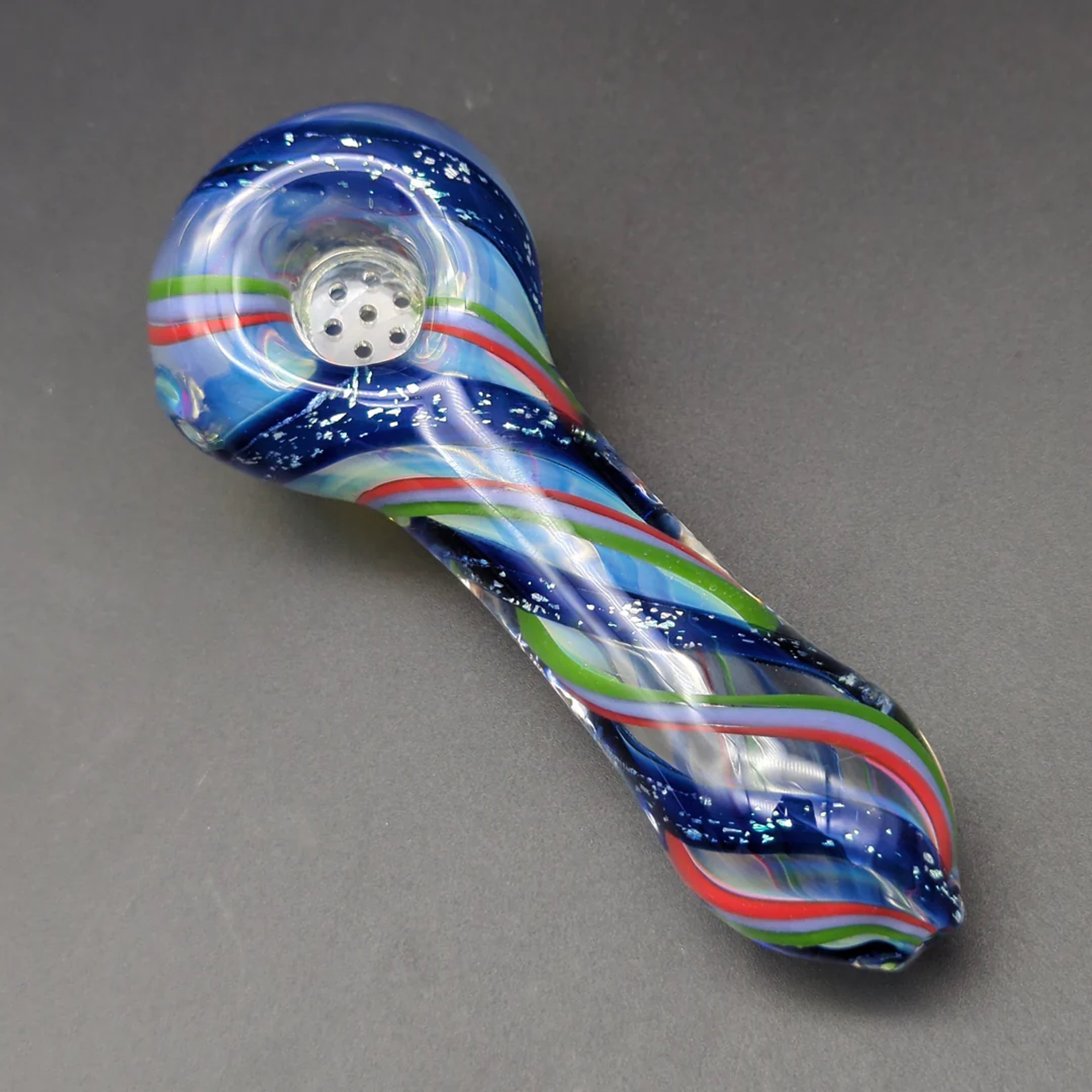 MULTICOLOR DICHRO SWIRL HAND PIPE W/ SCREEN image 0