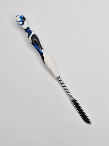 Preview pic of Glacier's Edge Handmade Tool | Blue White Custom Wax Clay Carving Tool | Stainless Steel Tip |