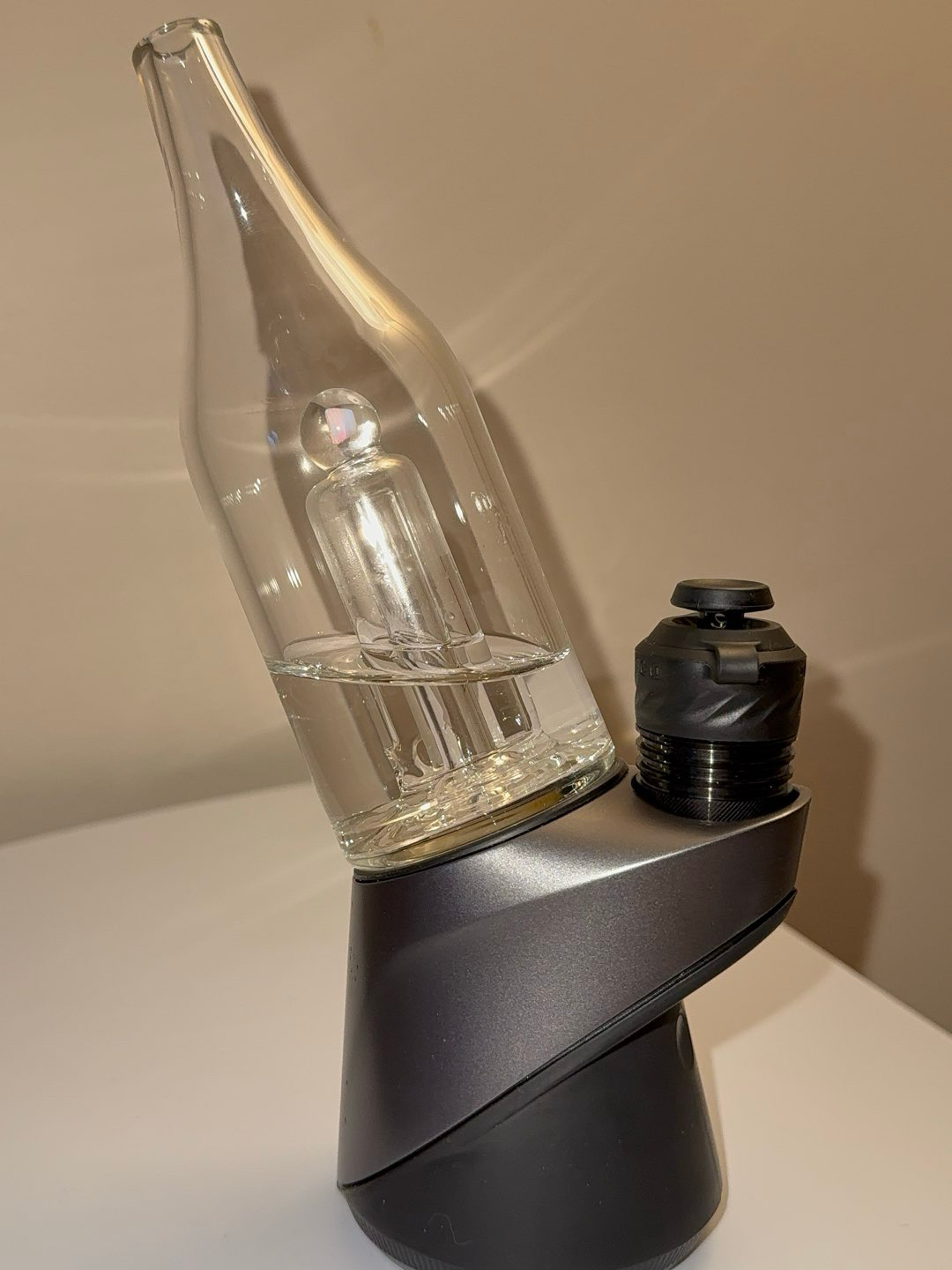 Preview pic of Iridescent Glass Sake bottle With Opal Puffco Top