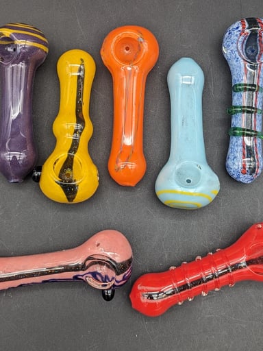 Preview pic of COLOR SWIRL ASSORTED SPOON PIPES - SOLD INDIVIDUALLY